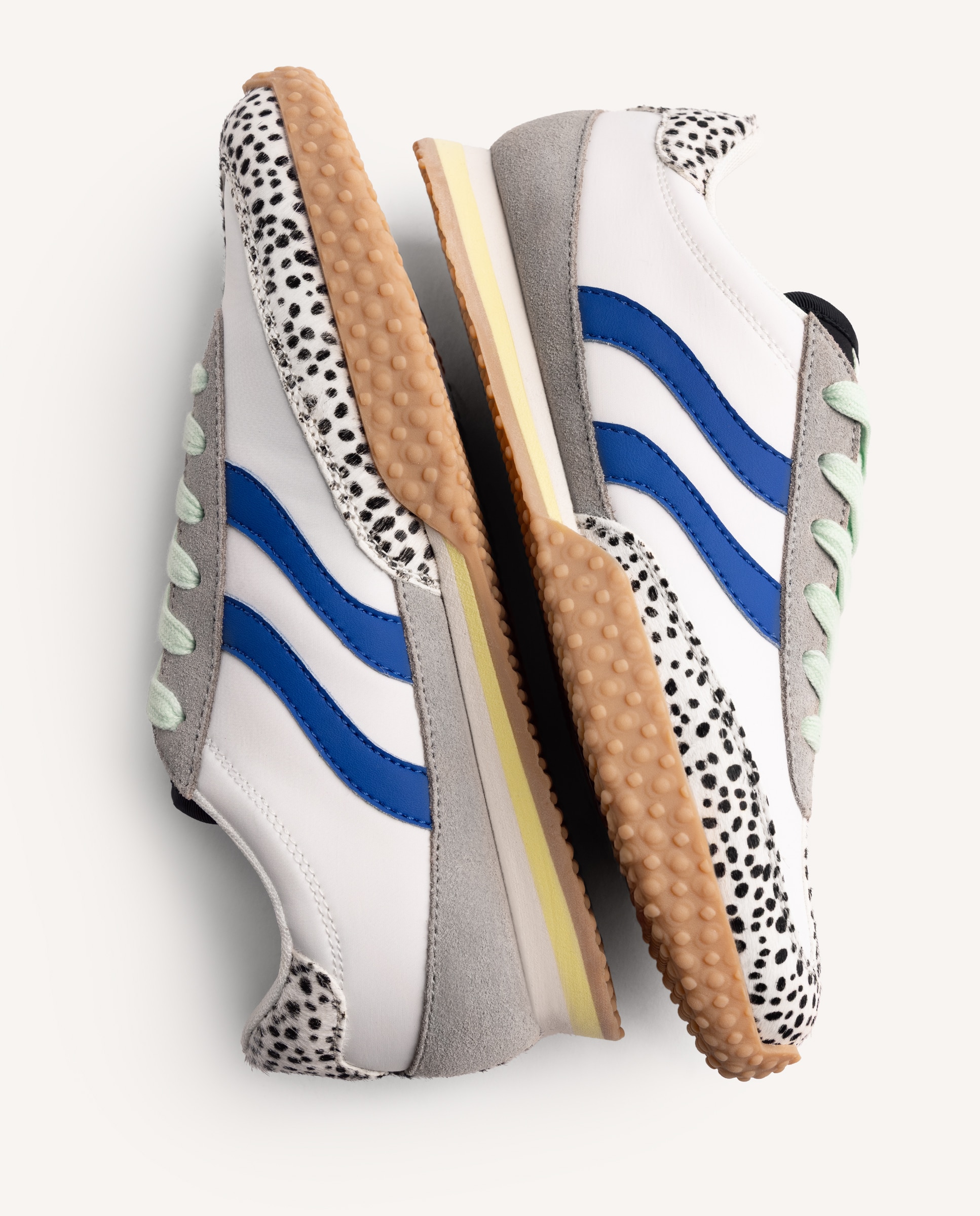 Sapatilhas Desportivas de Pele com Estampado Animal Azul-4