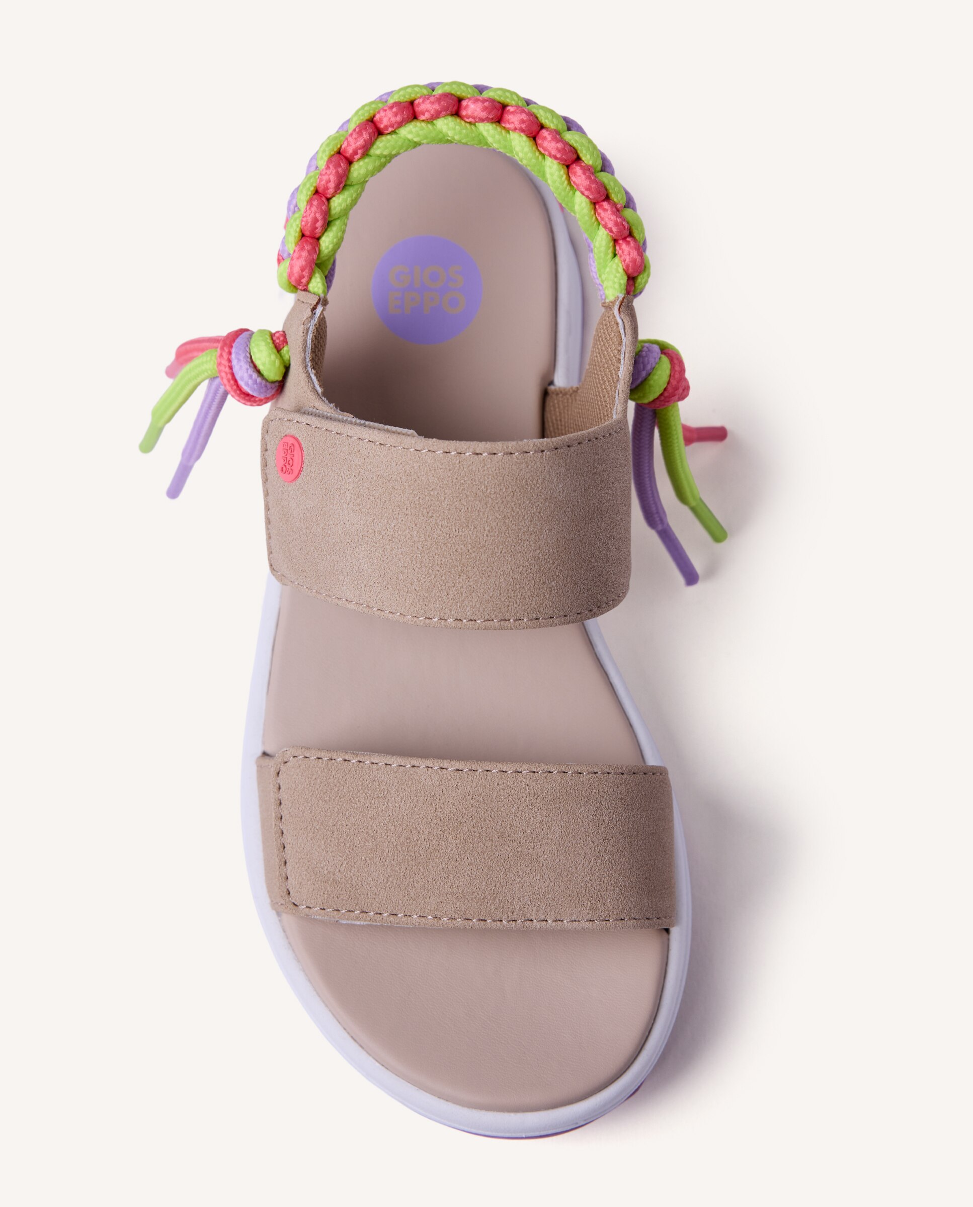 Sandálias Abertas Infantil Estilo Desportivo com Atacadores Multicolores e Entrançados Gioseppo Bege-3