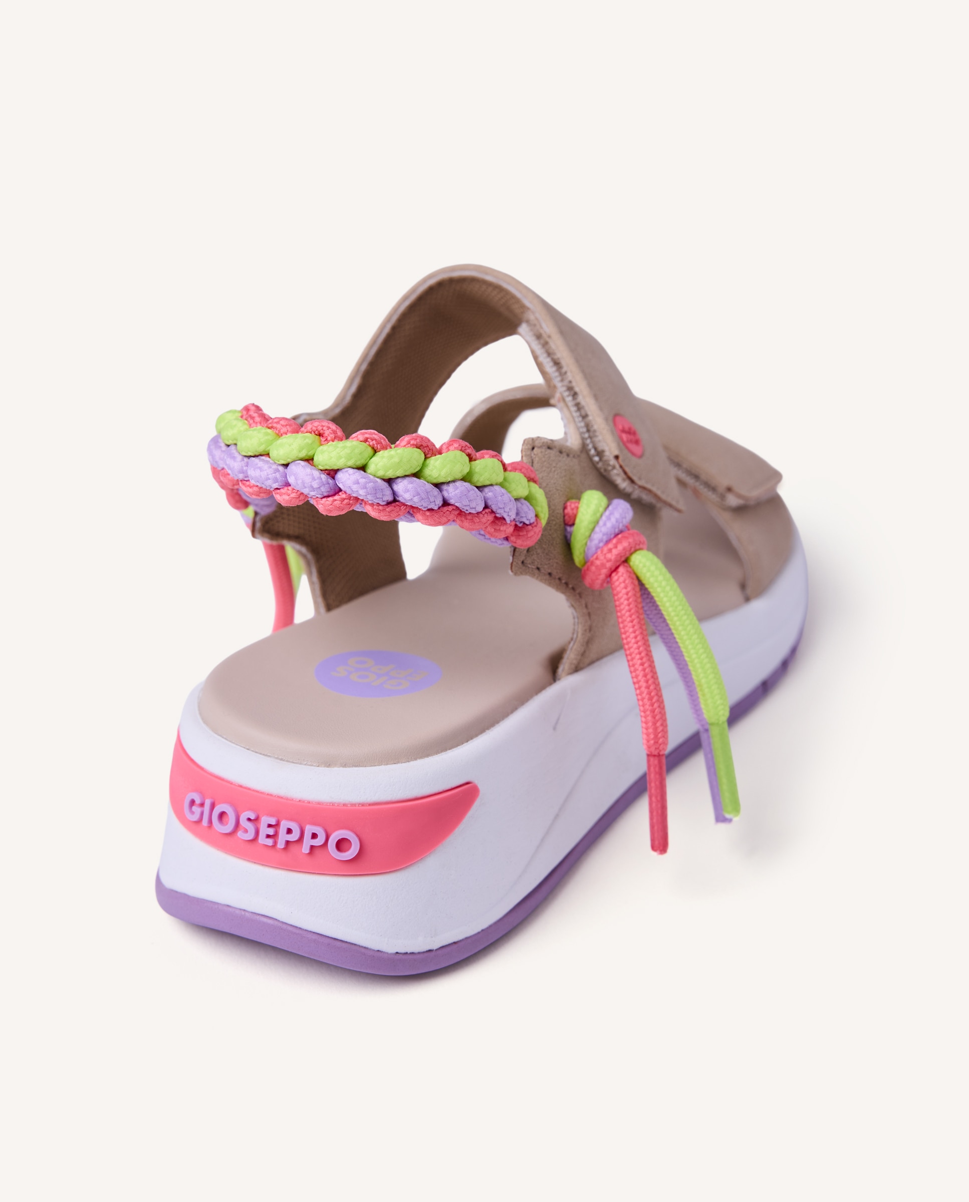 Sandálias Abertas Infantil Estilo Desportivo com Atacadores Multicolores e Entrançados Gioseppo Bege-4
