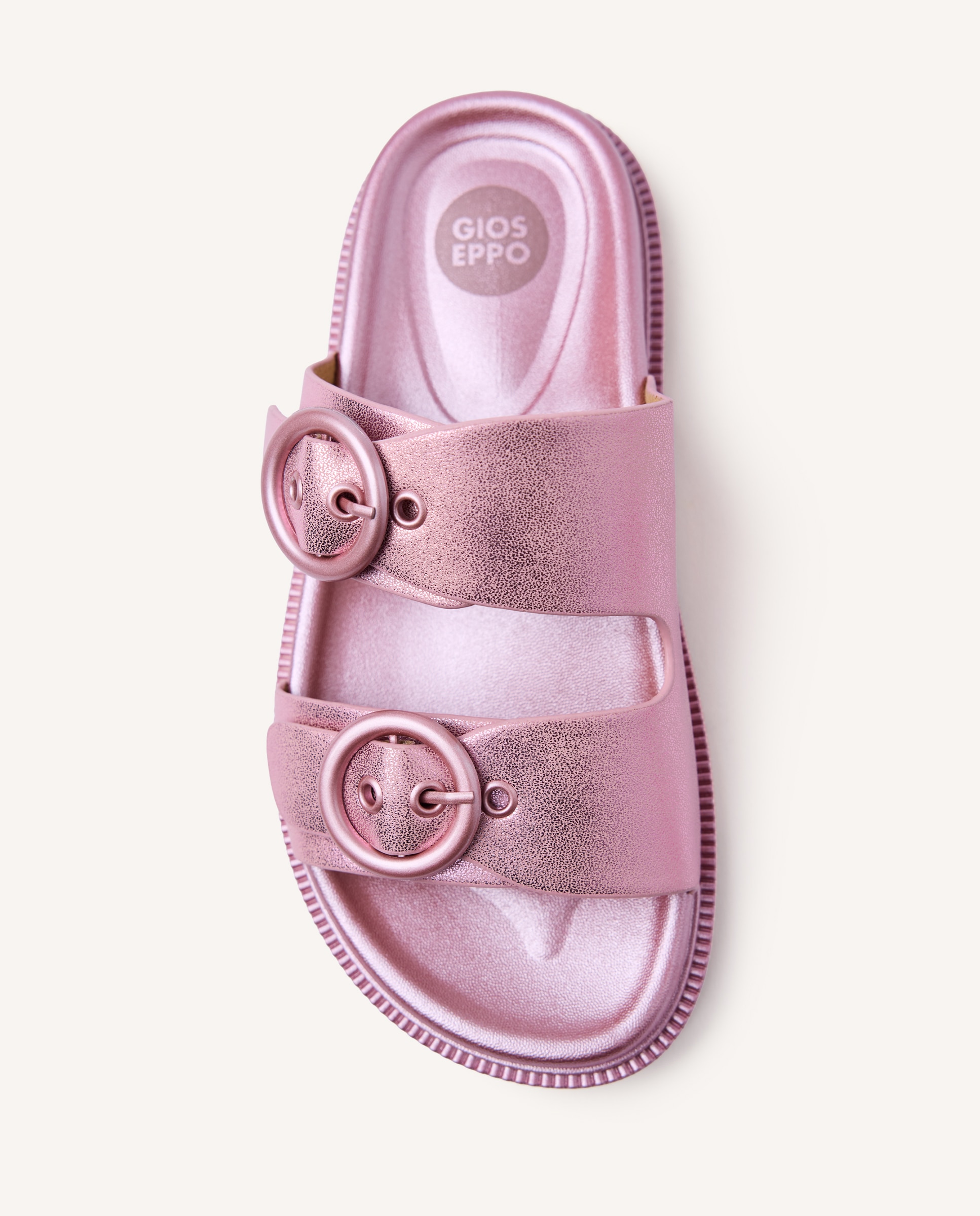 Sandálias Abertas Infantil Monocolor com Acabamento Metalizado e Fivela Dupla Gioseppo Rosa-claro-3