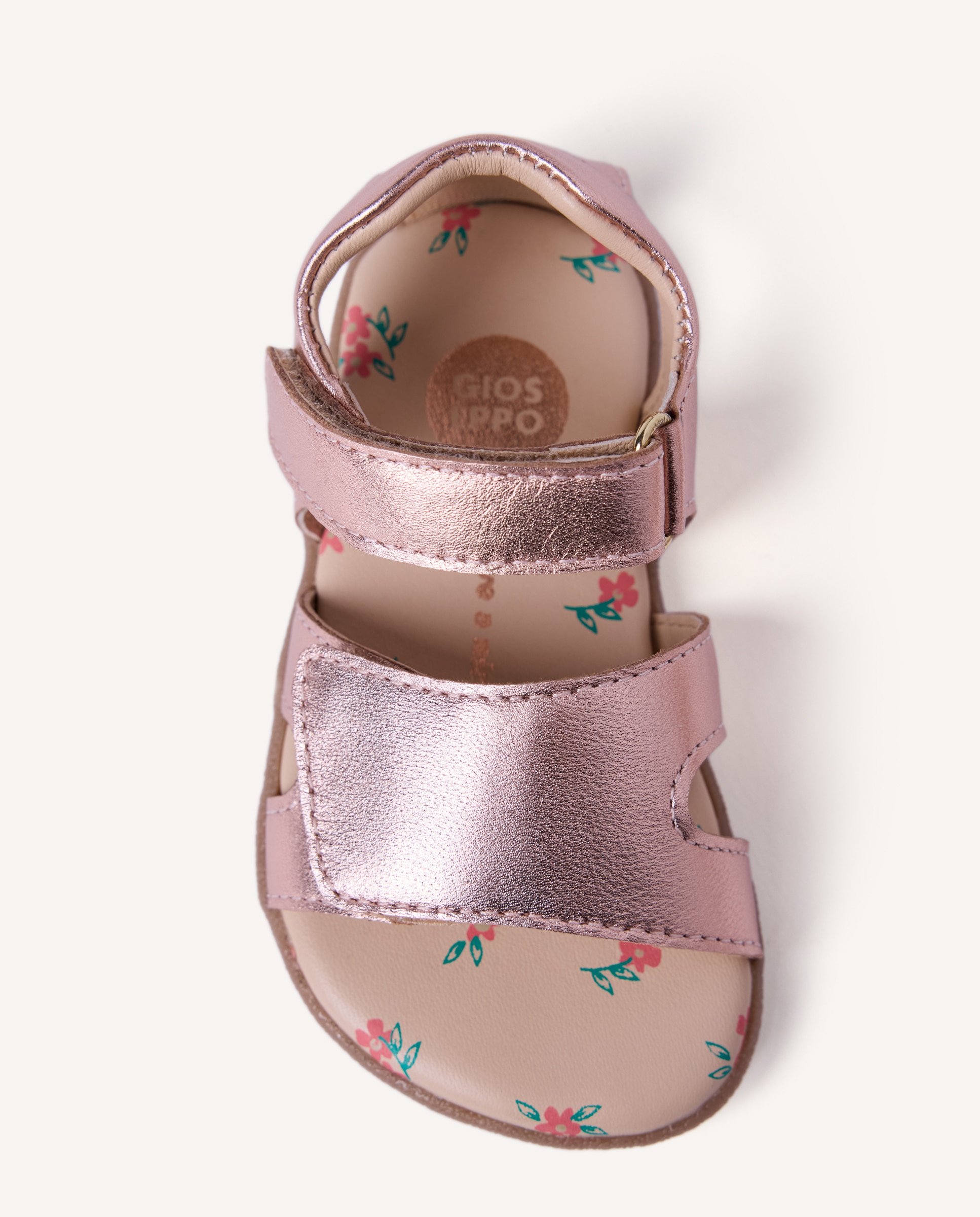 Sandálias Abertas Infantil Barefoot de Pele com Acabamento Metalizado Gioseppo Ouro-3