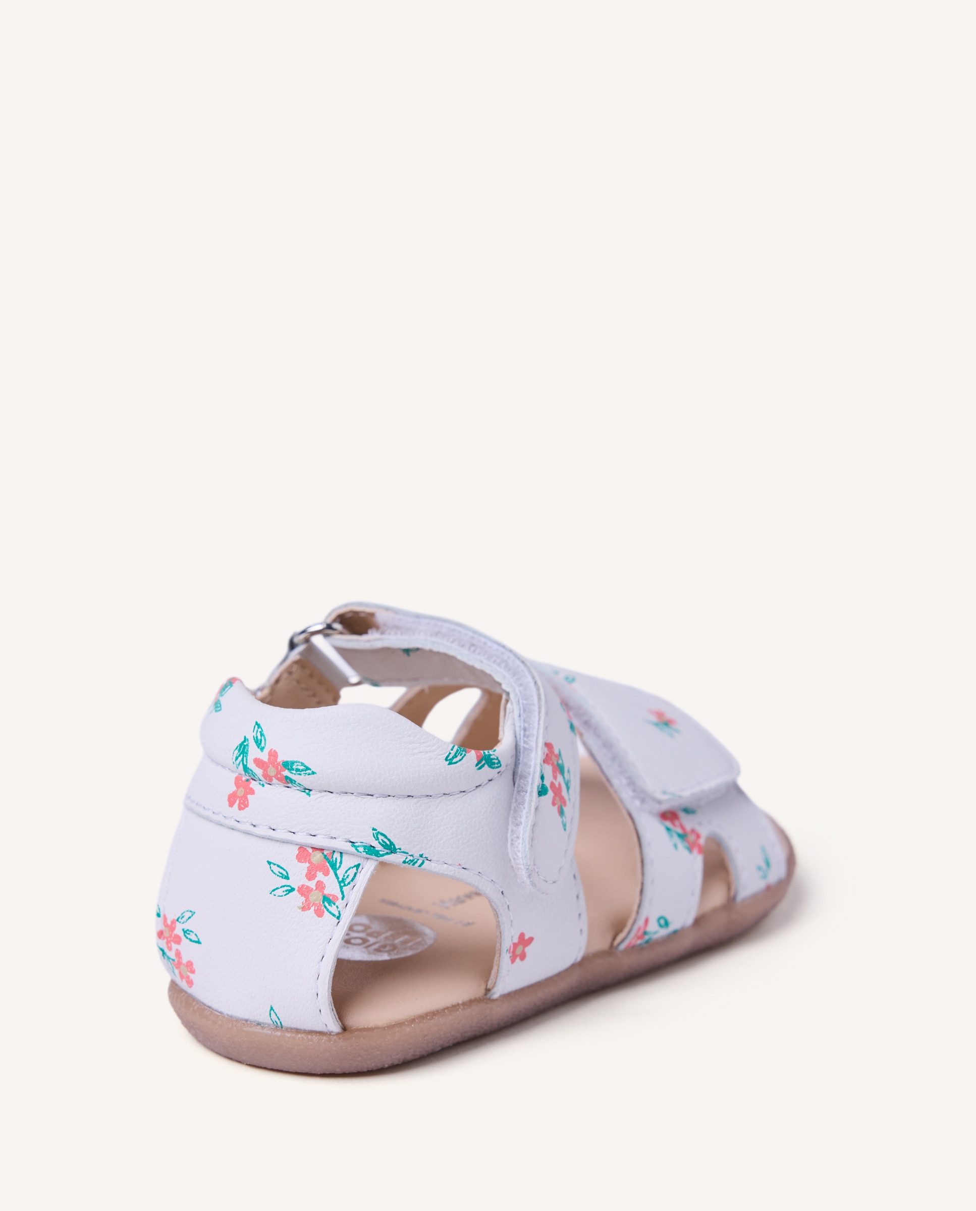 Sandálias para Bebé Barefoot de Pele com Estampado de Flores Gioseppo Branco-5