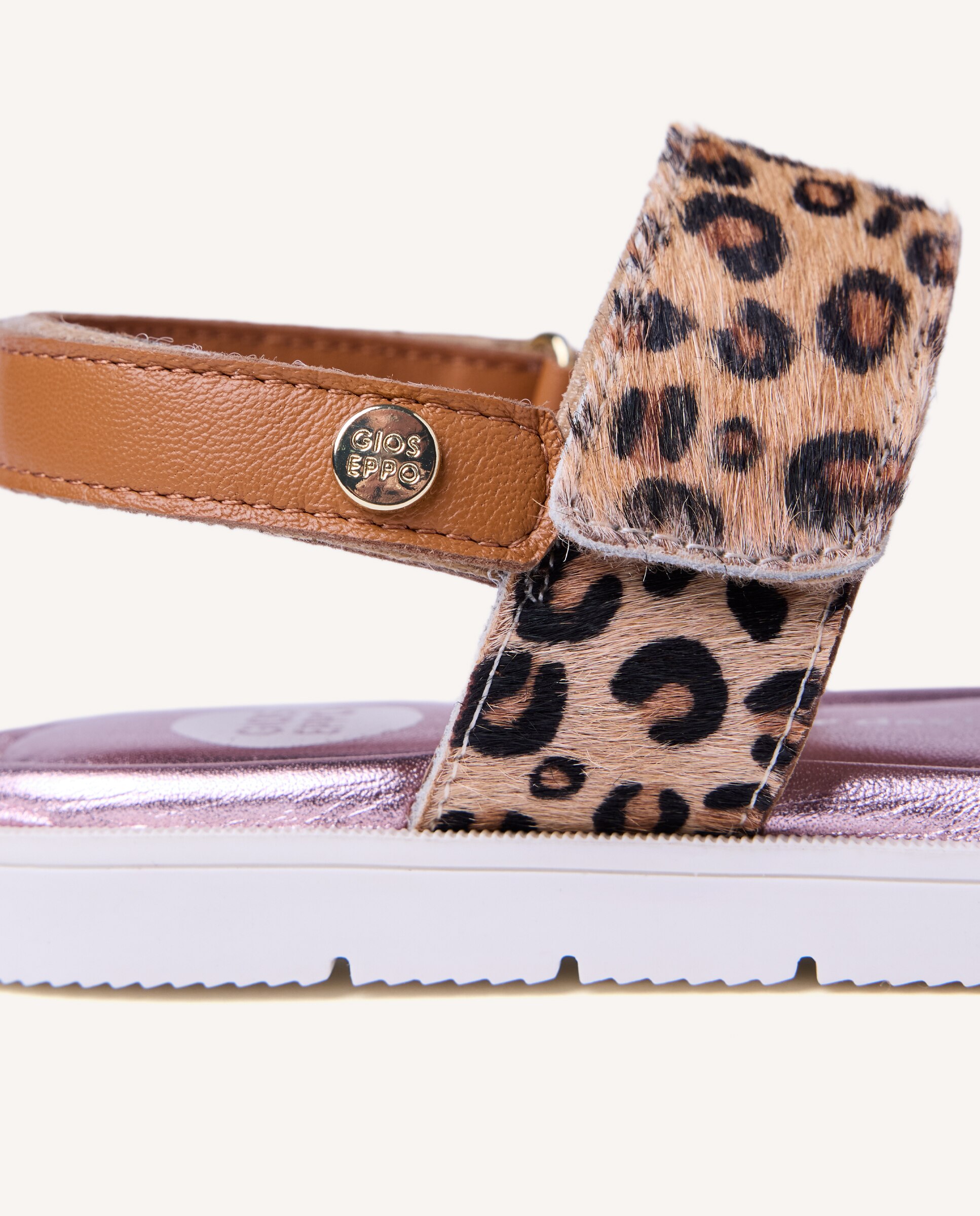 Sandálias Abertas Infantil de Pele com Estampado Animal e Palmilha Metalizada Estampado-4