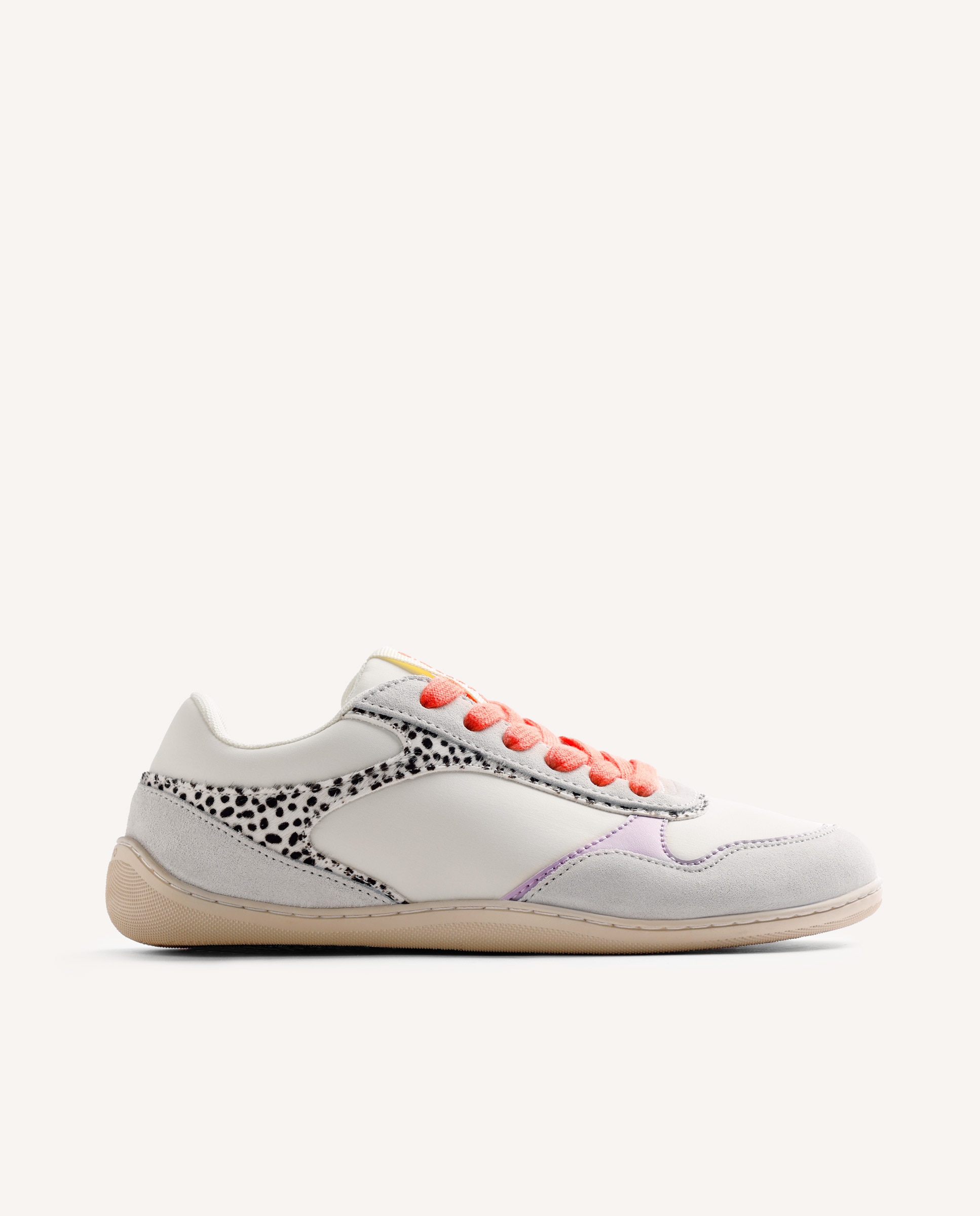 Sapatilhas Desportivas de Pele com Estampado e Acabamentos Coloridos Barefoot Branco-marfim-1