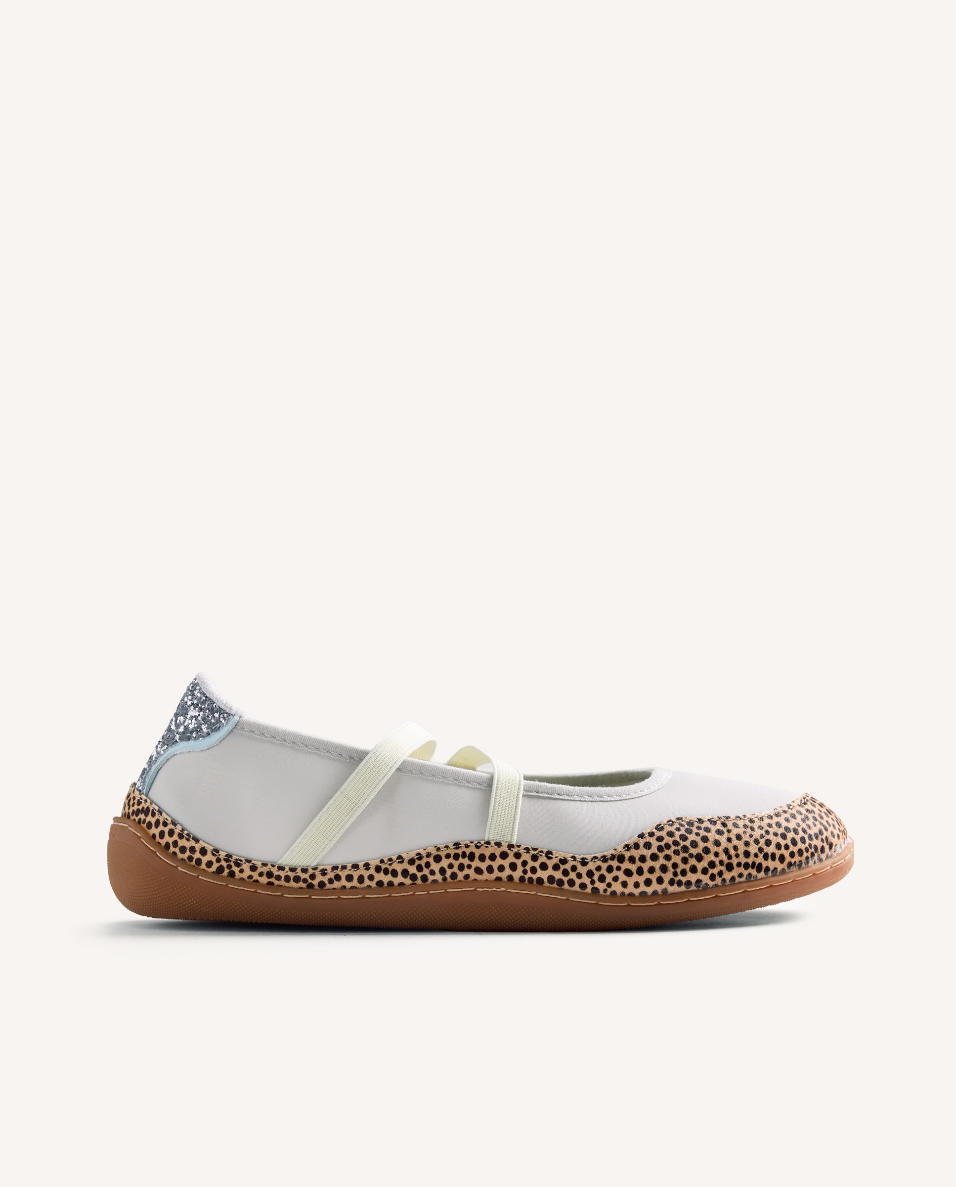Bailarinas Rasas Desportivas de Pele com Estampado Animal Barefoot Cinzento-1