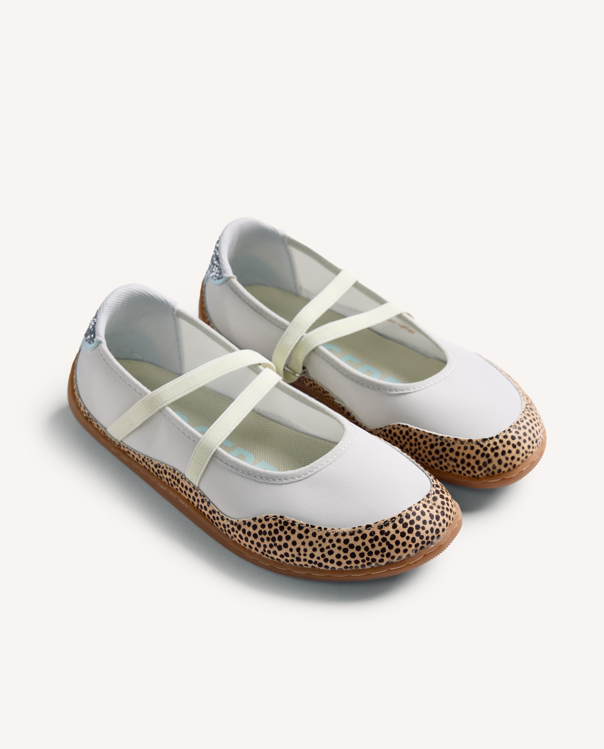 Bailarinas Rasas Desportivas de Pele com Estampado Animal Barefoot Cinzento-2