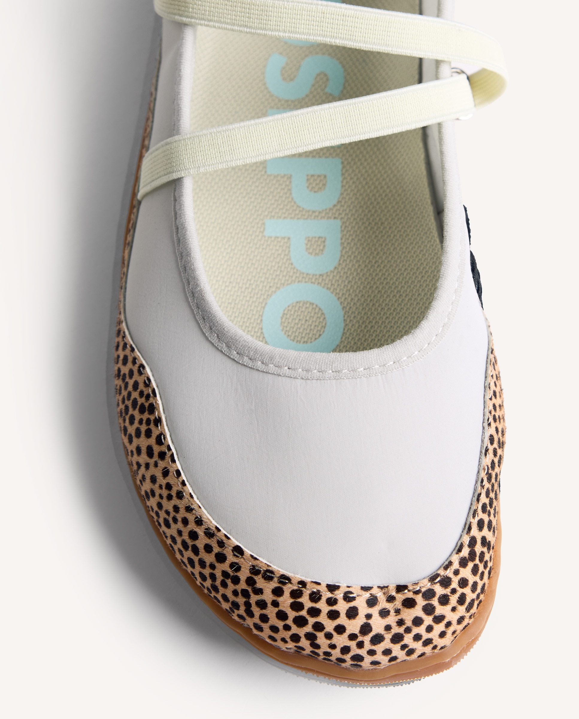 Bailarinas Rasas Desportivas de Pele com Estampado Animal Barefoot Cinzento-3