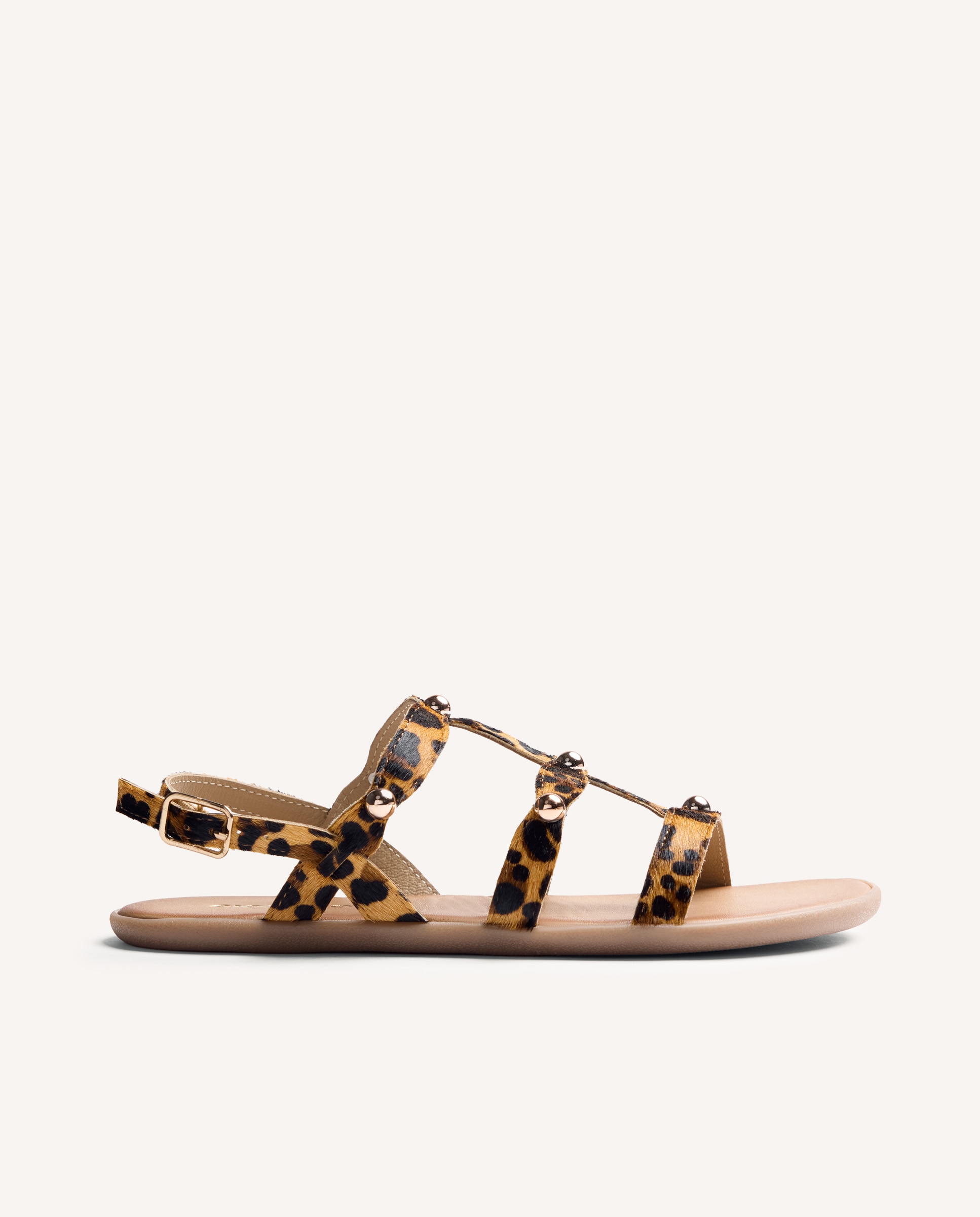 Sandálias Barefoot em Pele com Animal Print Castanho-1