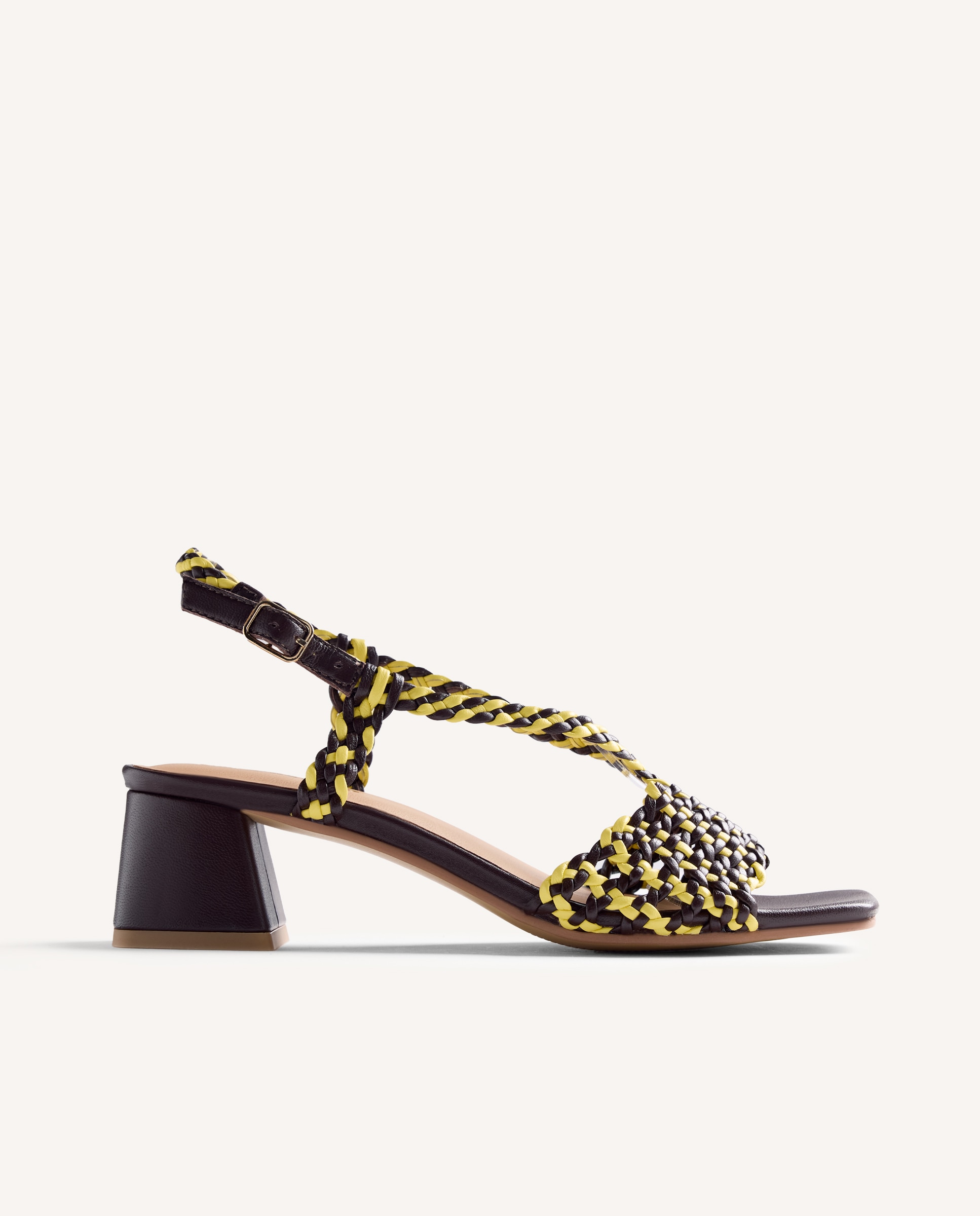 Imagem 0 de Sandálias de Salto em Pele Bicolor Entrançada À Mão