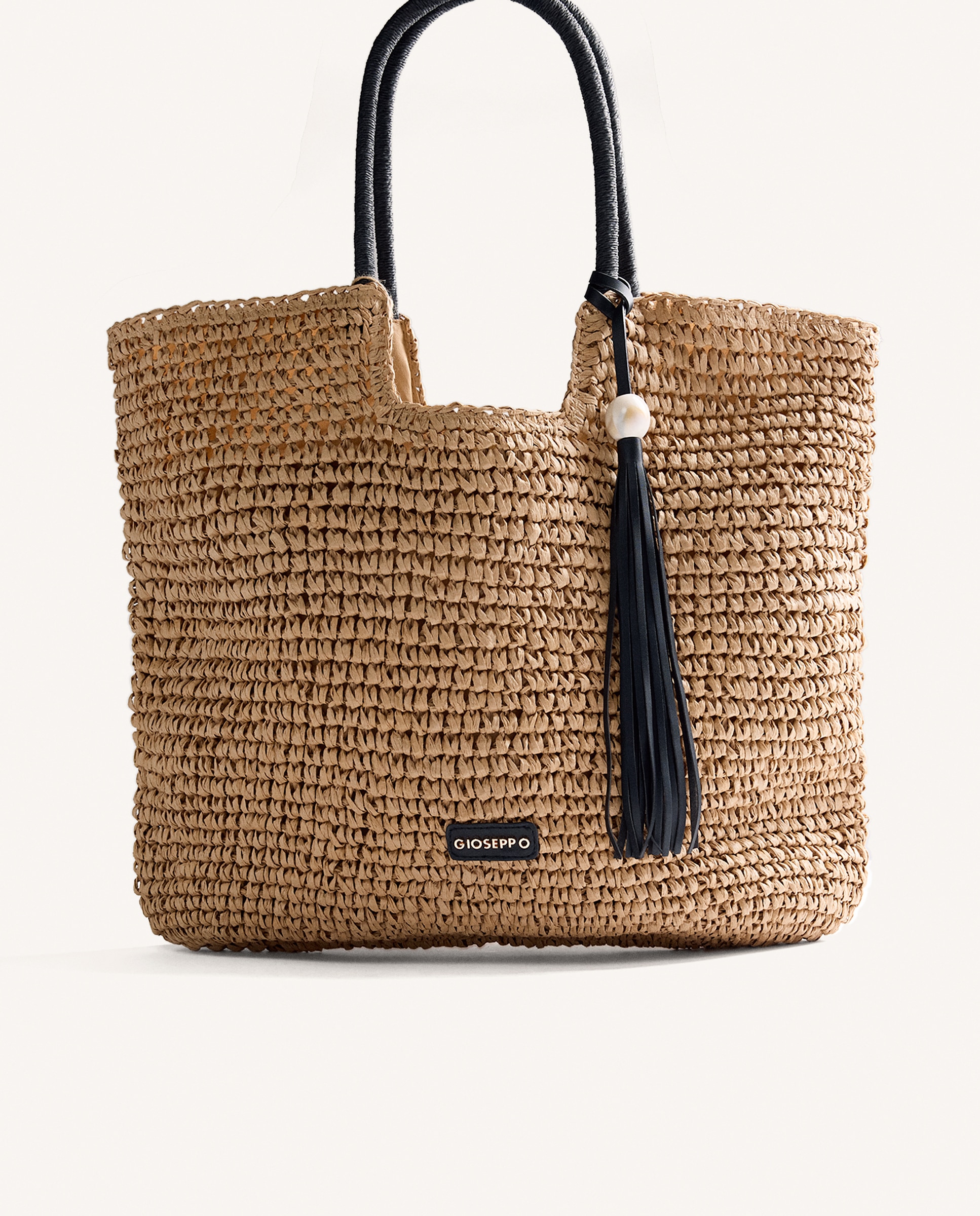 Mala Cesto Efeito Ráfia com Detalhe de Flores e Alça Dupla Natural-1