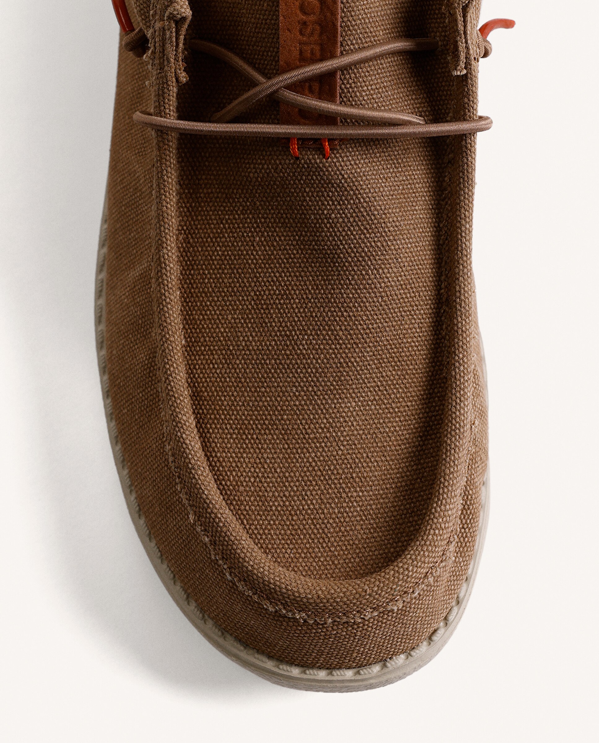 Mocassins de Lona com Acabamentos Coloridos e Cordões Castanho-3