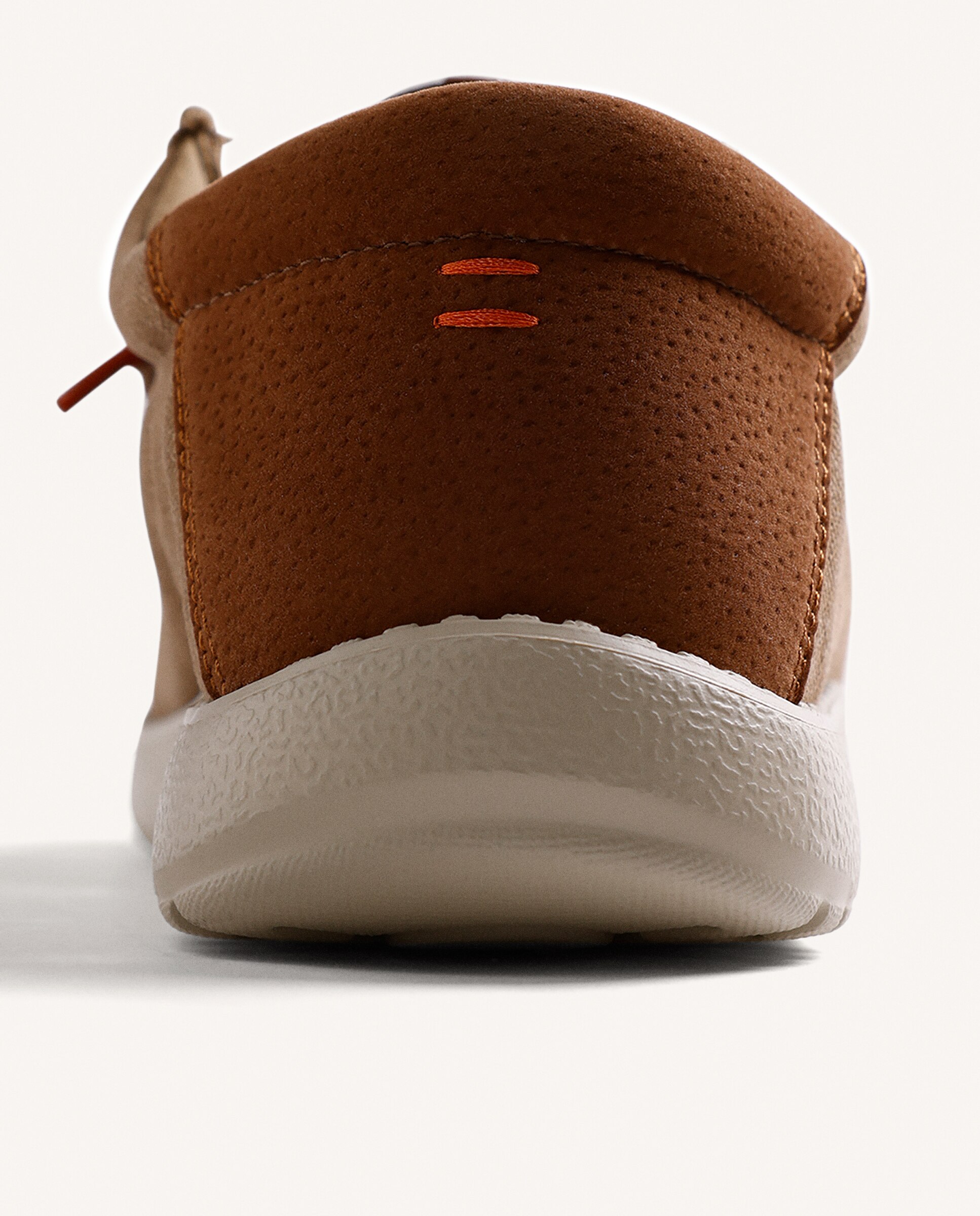 Mocassins de Lona com Acabamentos Coloridos e Cordões Castanho-4
