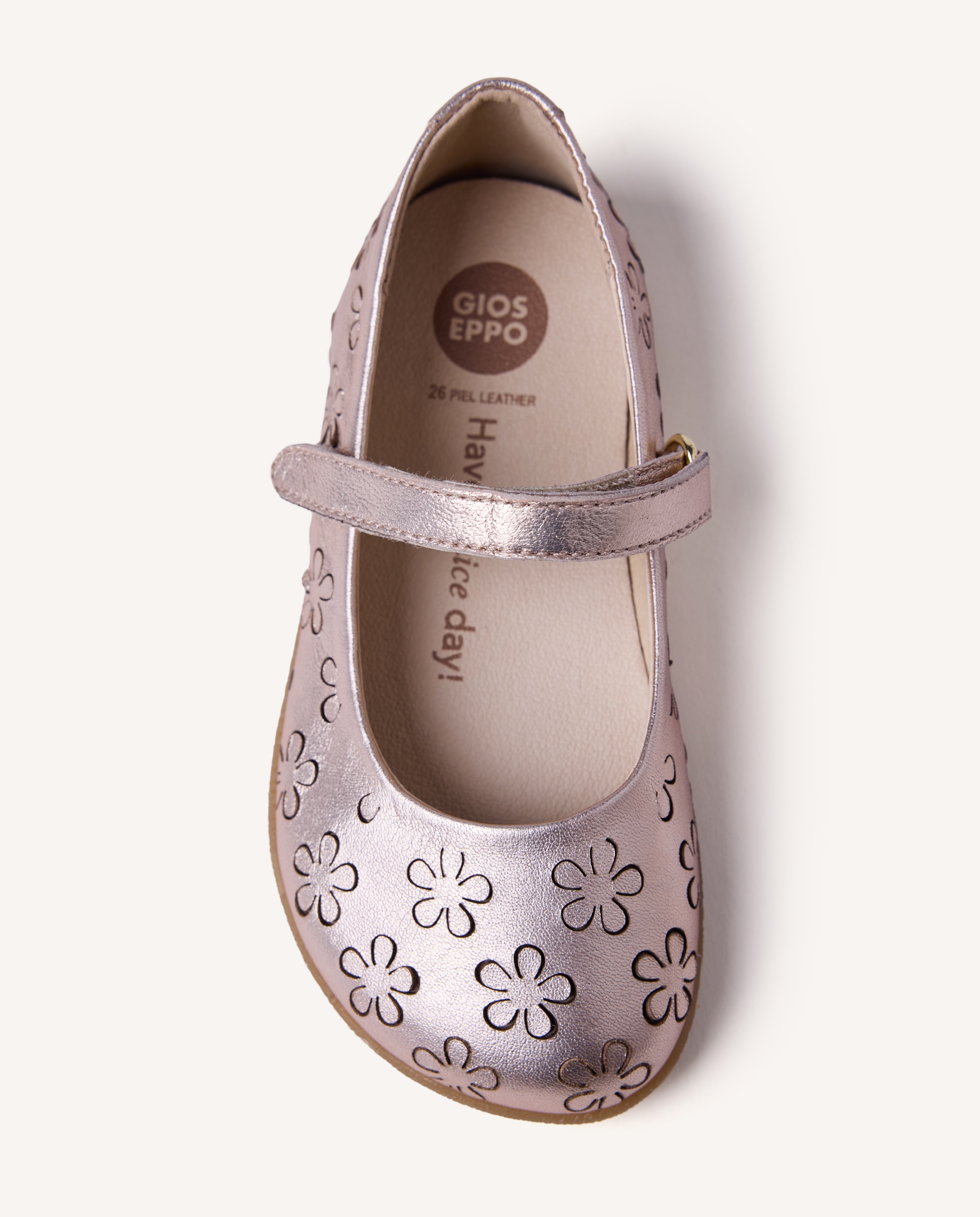 Bailarinas Infantil Barefoot de Pele Perfurada com Flores Ouro-3