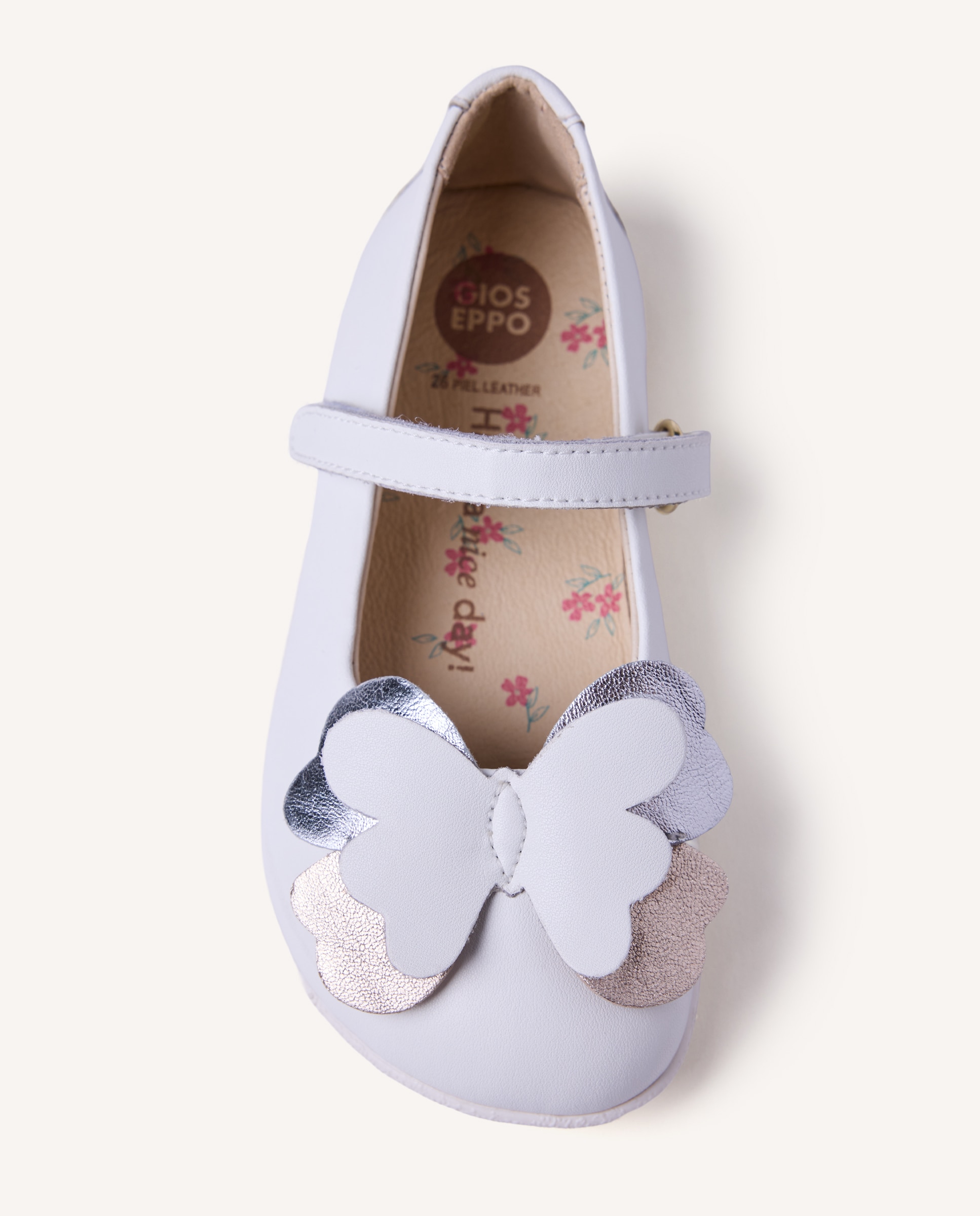 Bailarinas Barefoot de Pele com Detalhe de Borboleta Branco-3