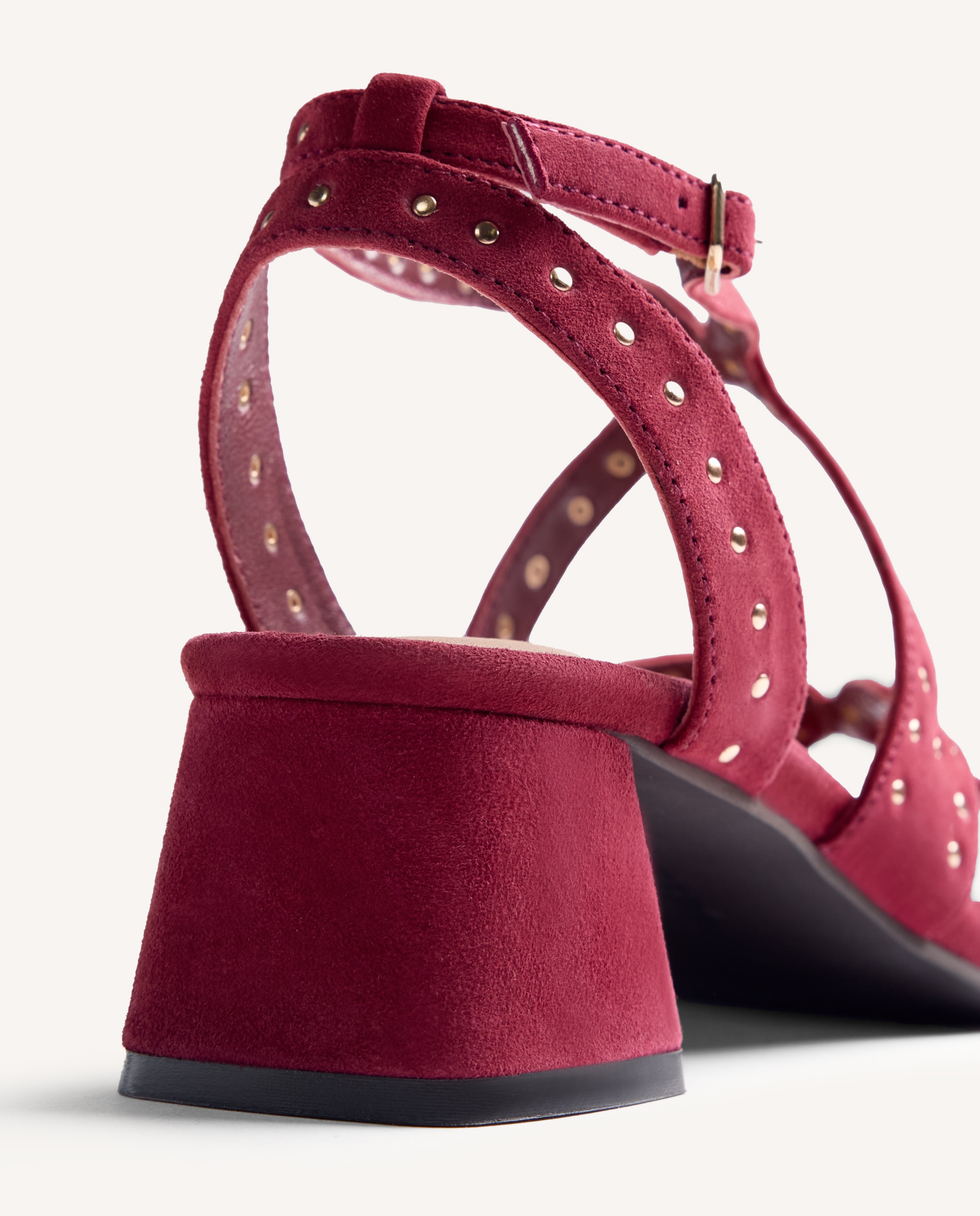 Sandálias de Salto em Pele com Detalhe de Tachas Bordeaux-4
