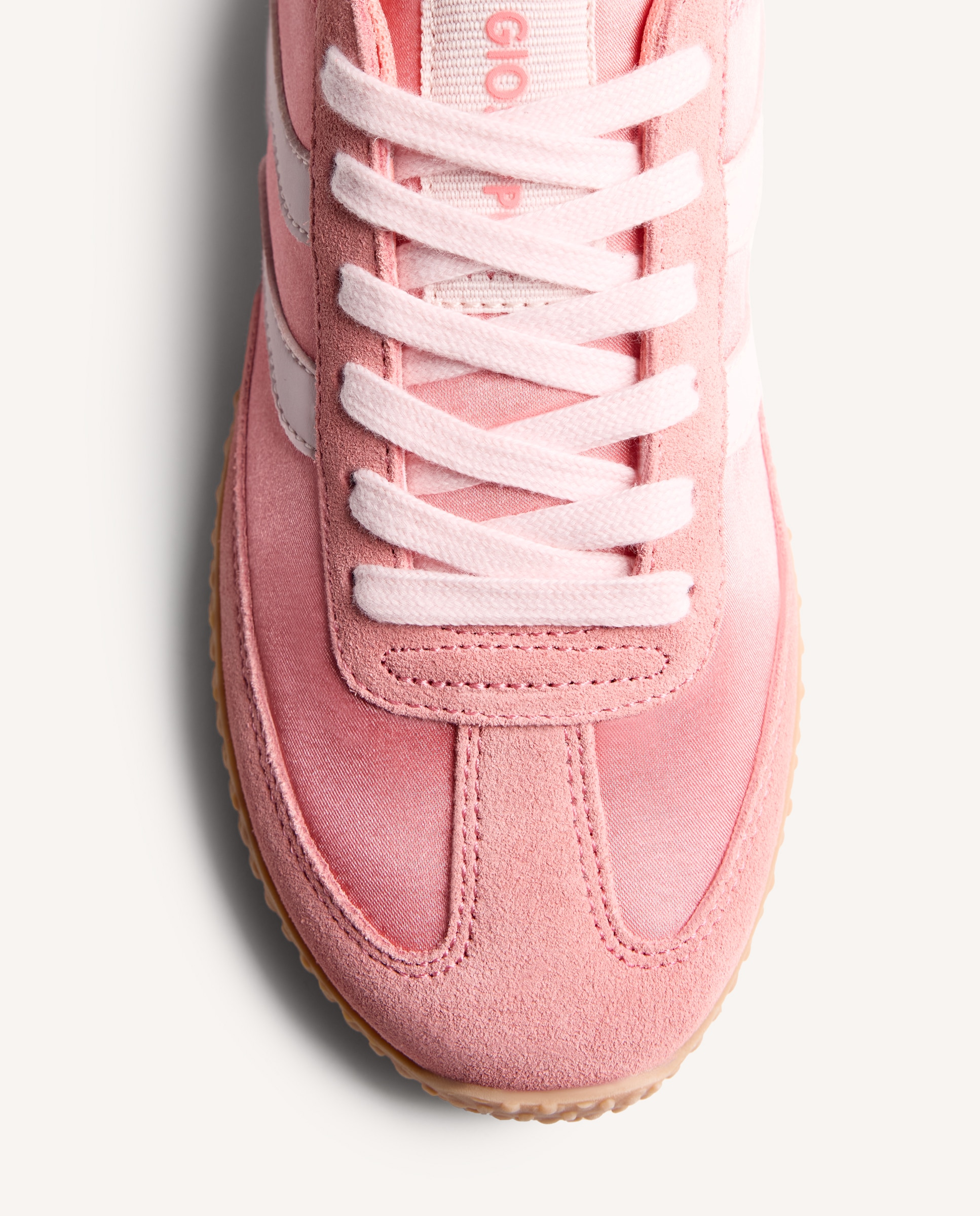 Sapatilhas Desportivas Monocolor com Cetim e Pele Camurça Rosa-3