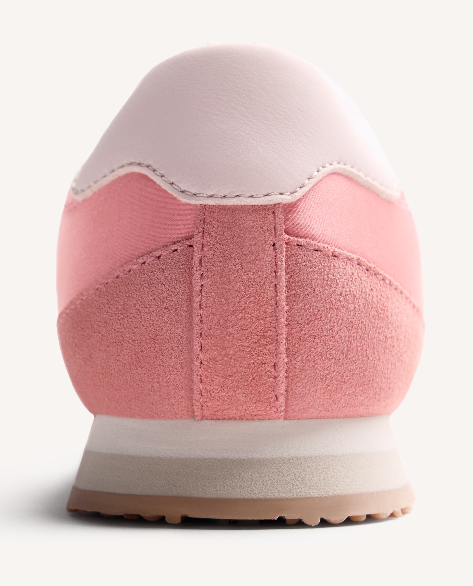 Sapatilhas Desportivas Monocolor com Cetim e Pele Camurça Rosa-5