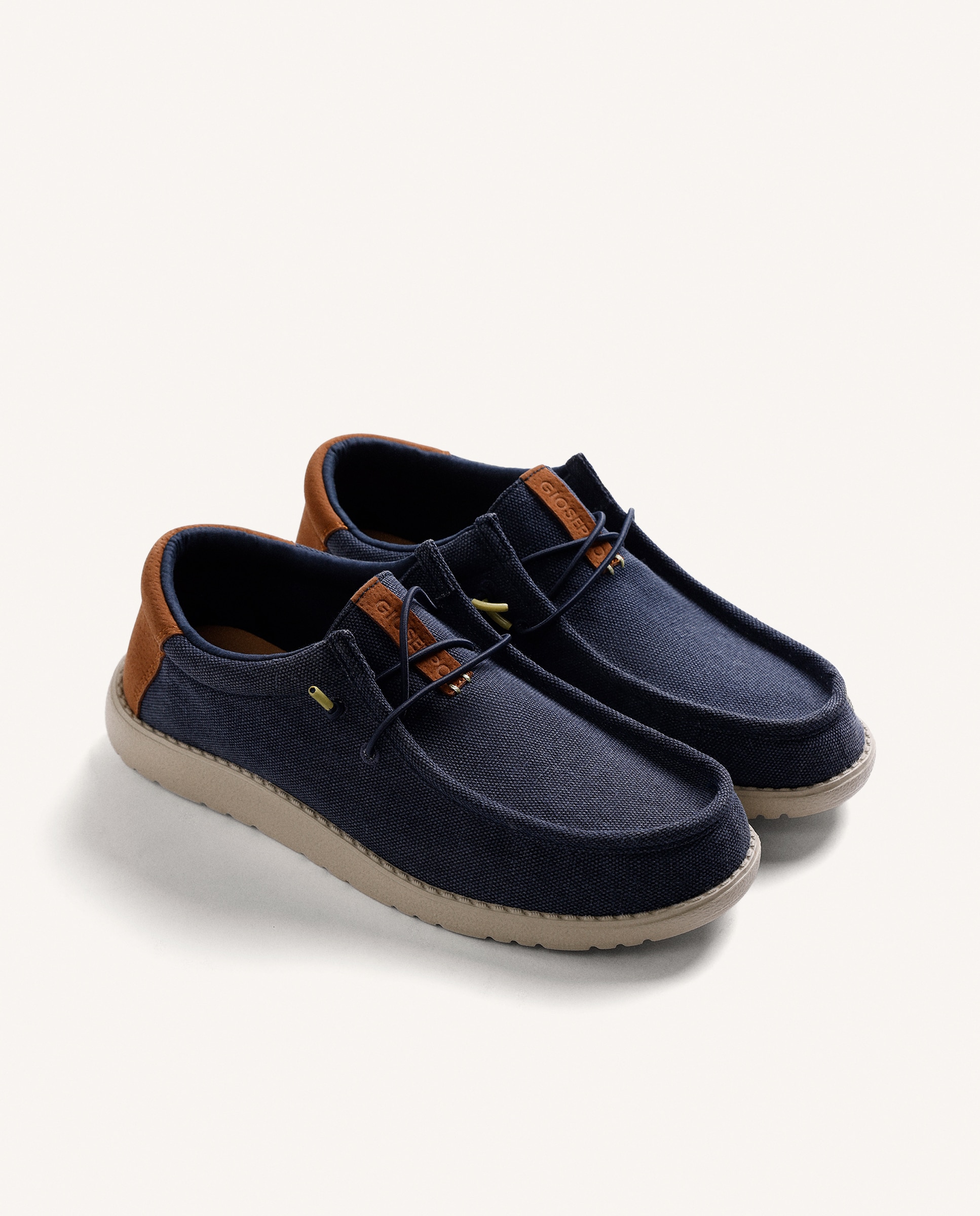 Mocassins de Lona com Acabamentos Coloridos e Cordões Azul-marinho-2