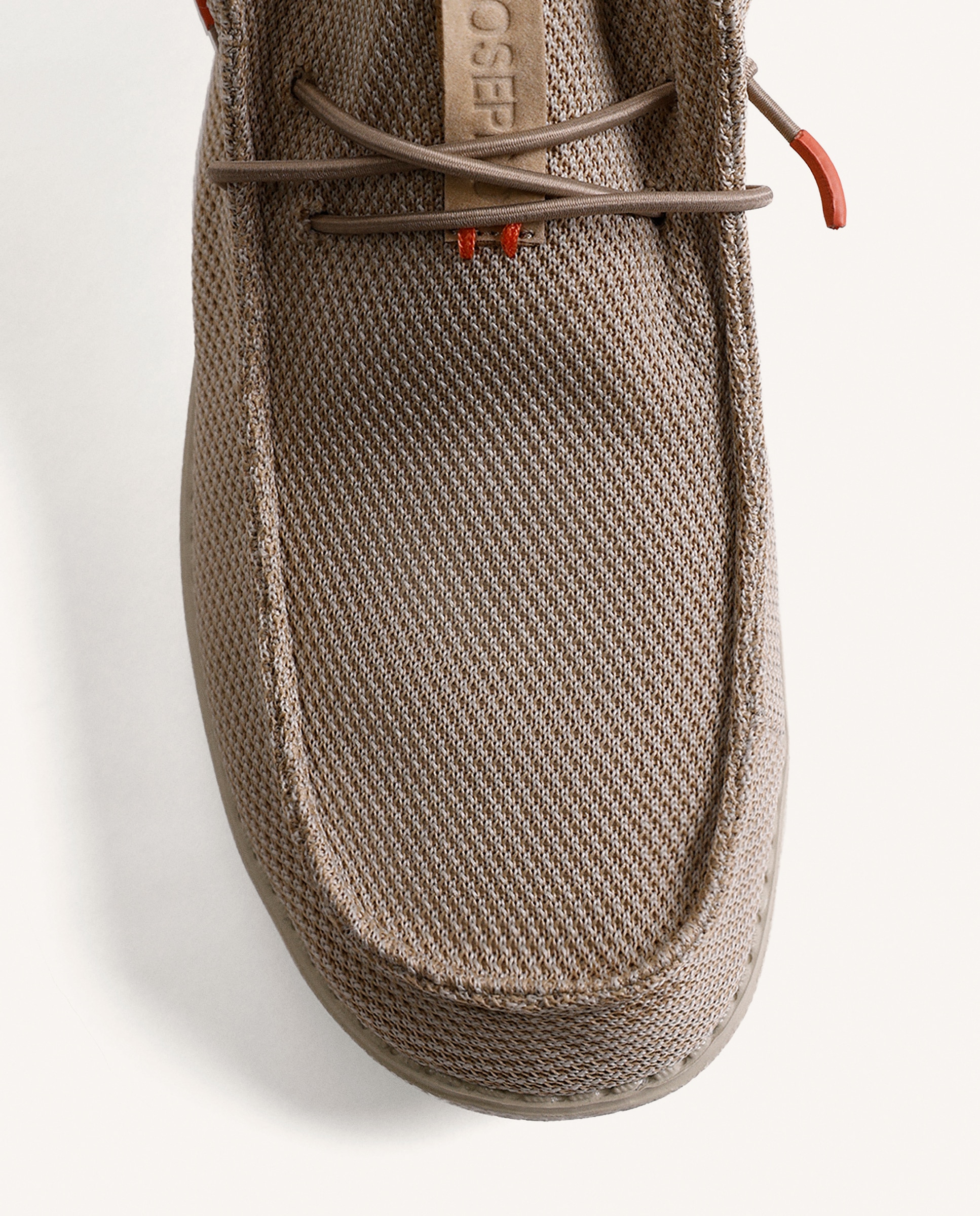 Mocassins de Malha com Cordões Elásticos Areia-3