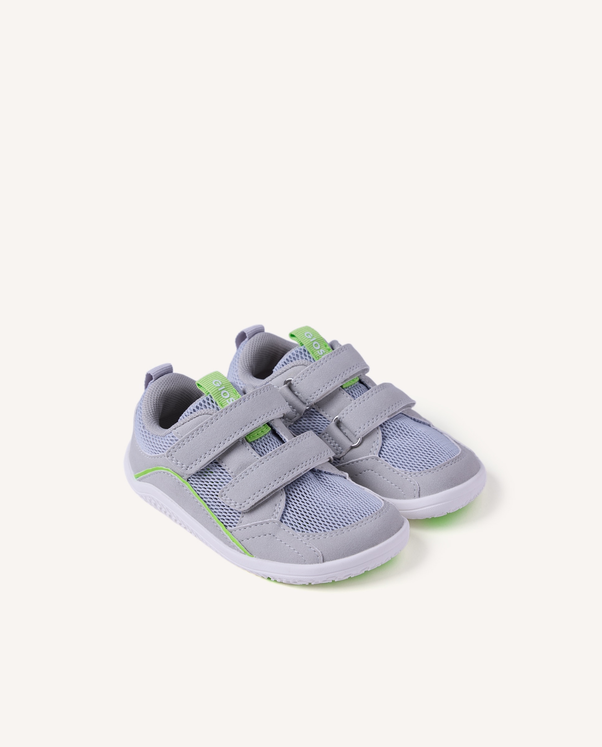 Sapatilhas de Lona Infantil Barefoot Monocolor de Rede Cinzento-2