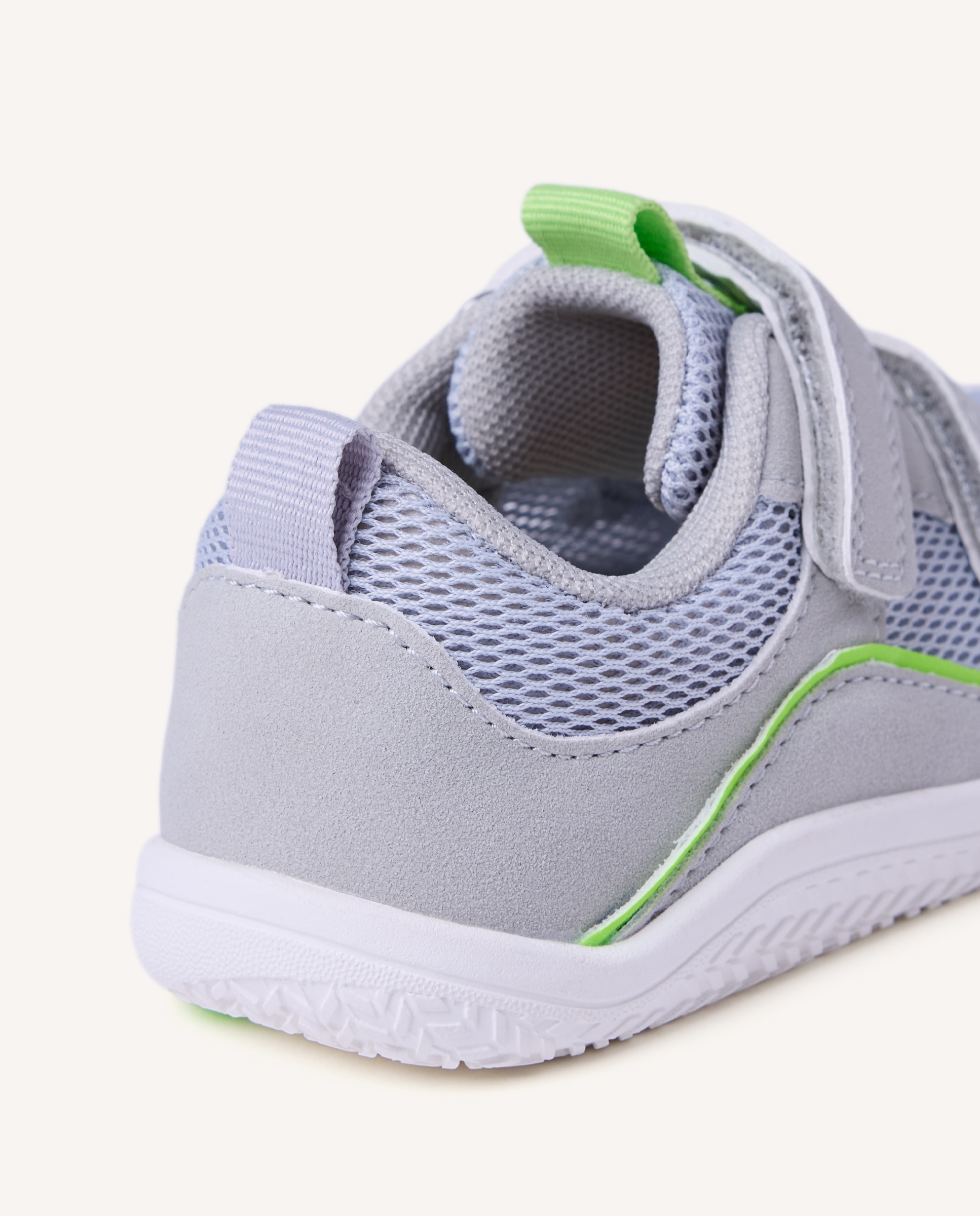 Sapatilhas de Lona Infantil Barefoot Monocolor de Rede Cinzento-5