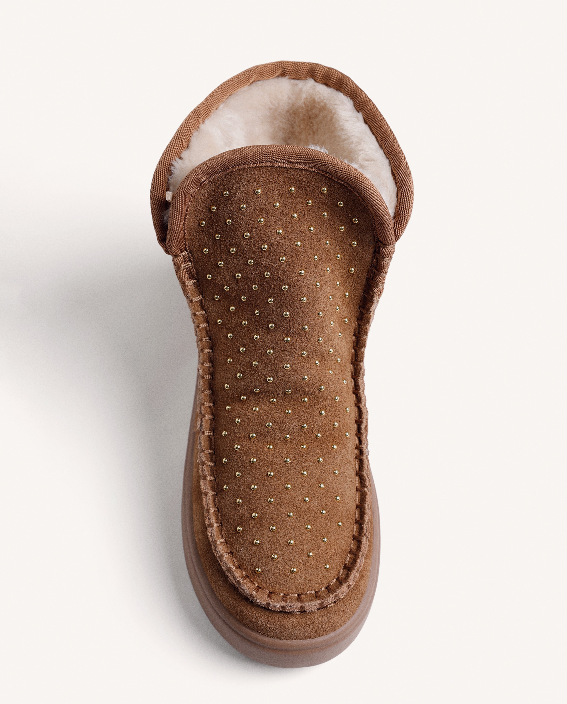 Botas de Pelo Estilo Australianas com Plataforma e Detalhes Brilhantes Couro-3