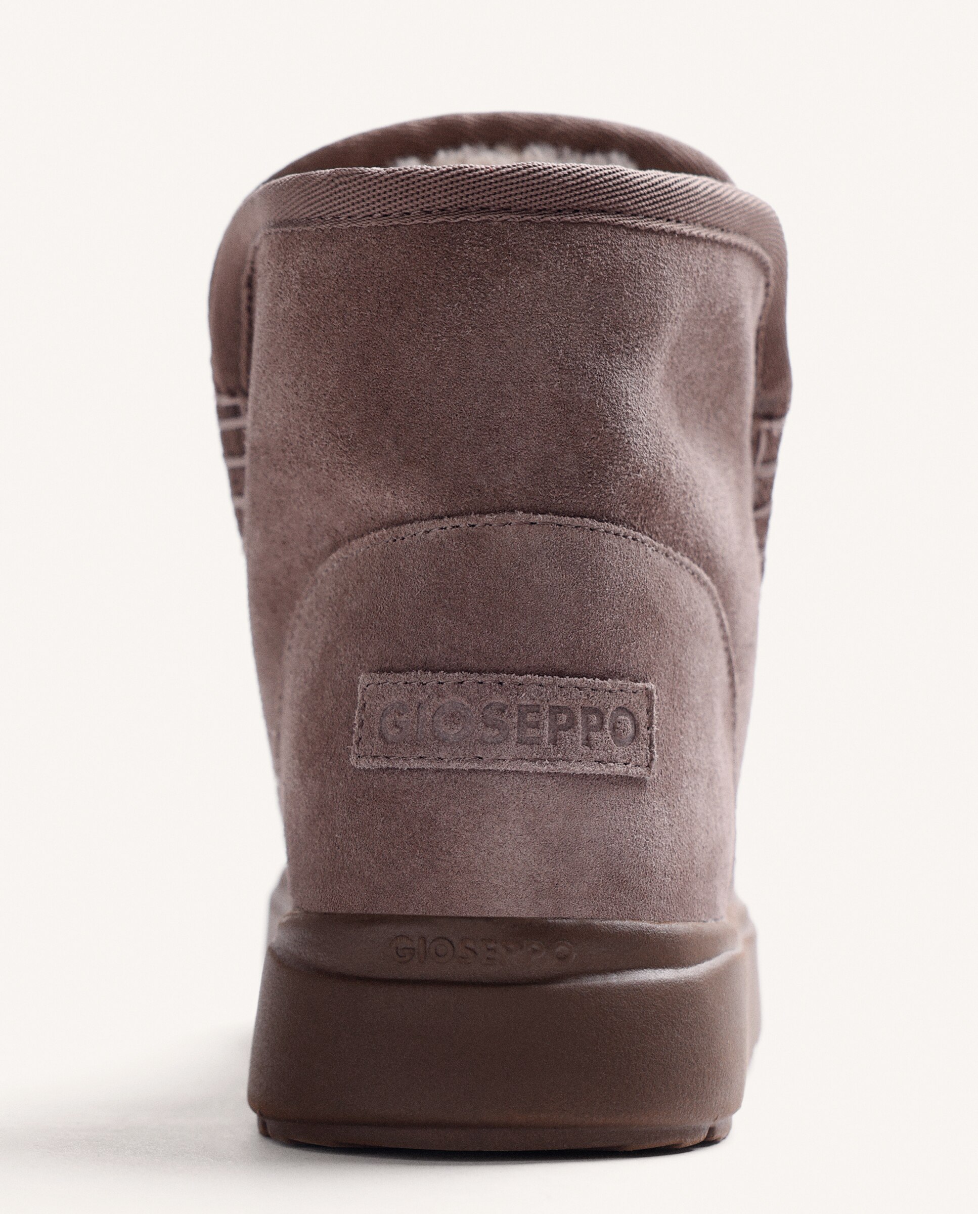 Botas de Pelo em Pele Camurça Estilo Australianas com Plataforma e Estampado de Leopardo Taupe-4