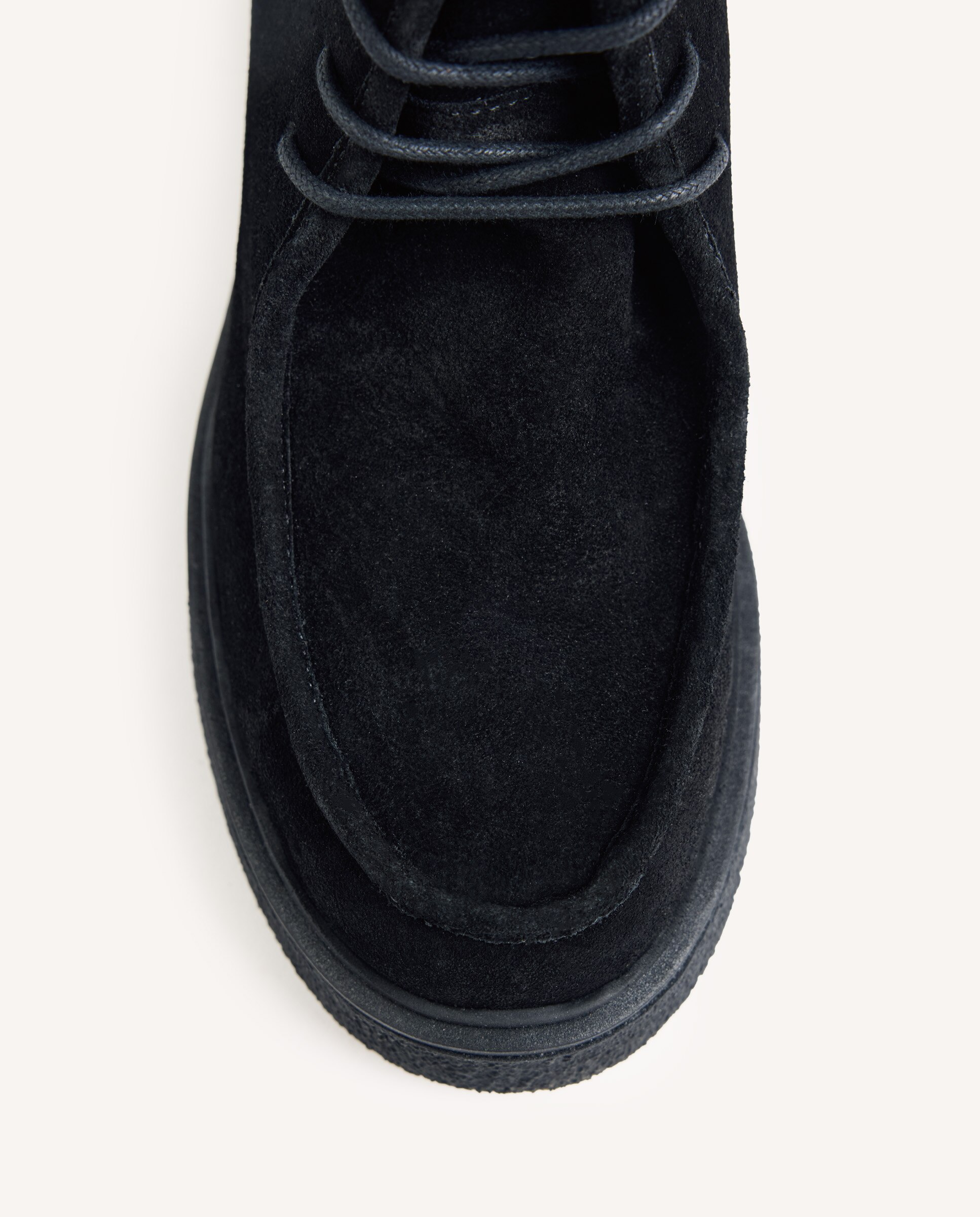 Botas Militares de Pele Camurça com Atacadores Tubulares Preto-3