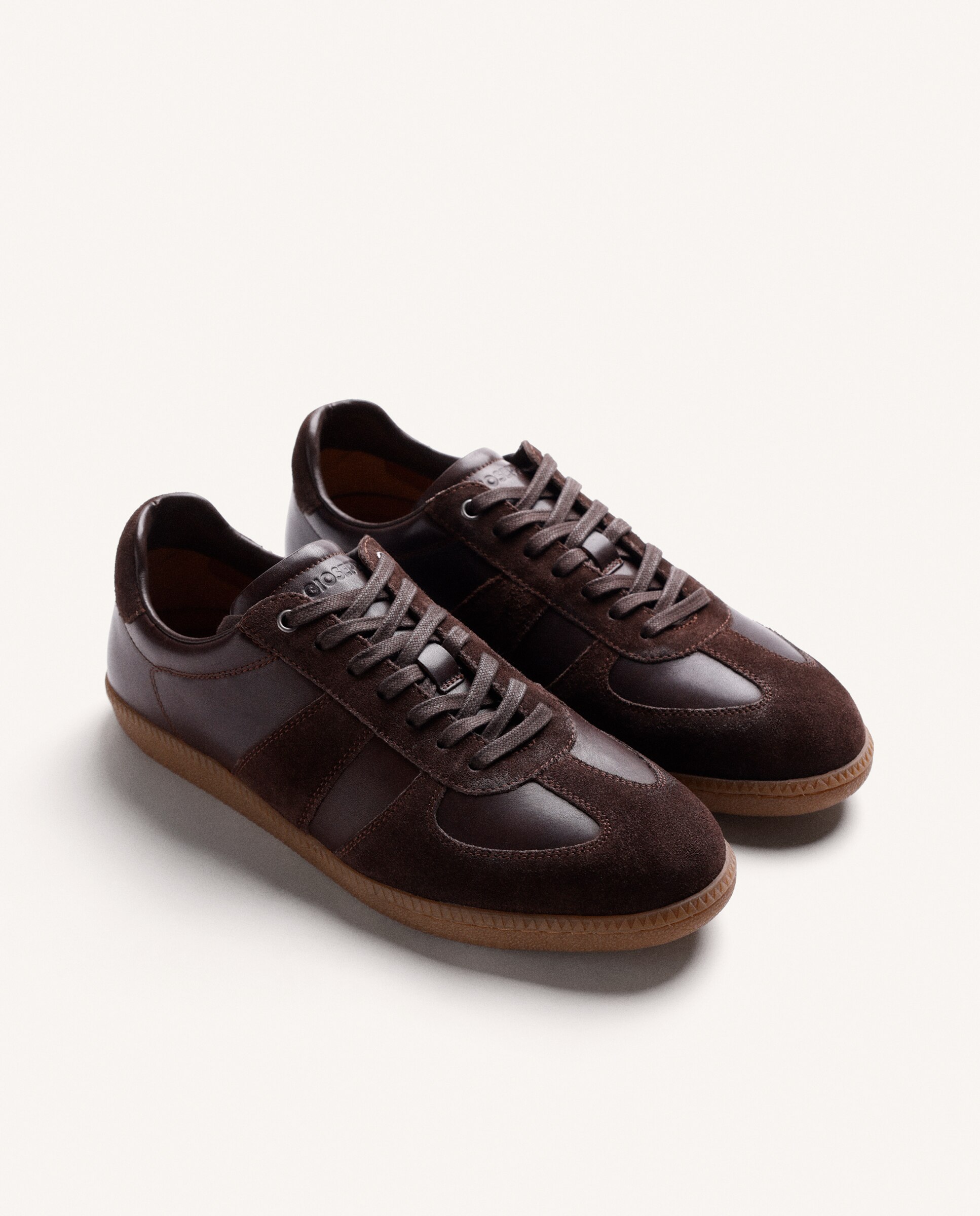 Sapatilhas Desportivas de Pele com Contraste de Texturas Chocolate-2