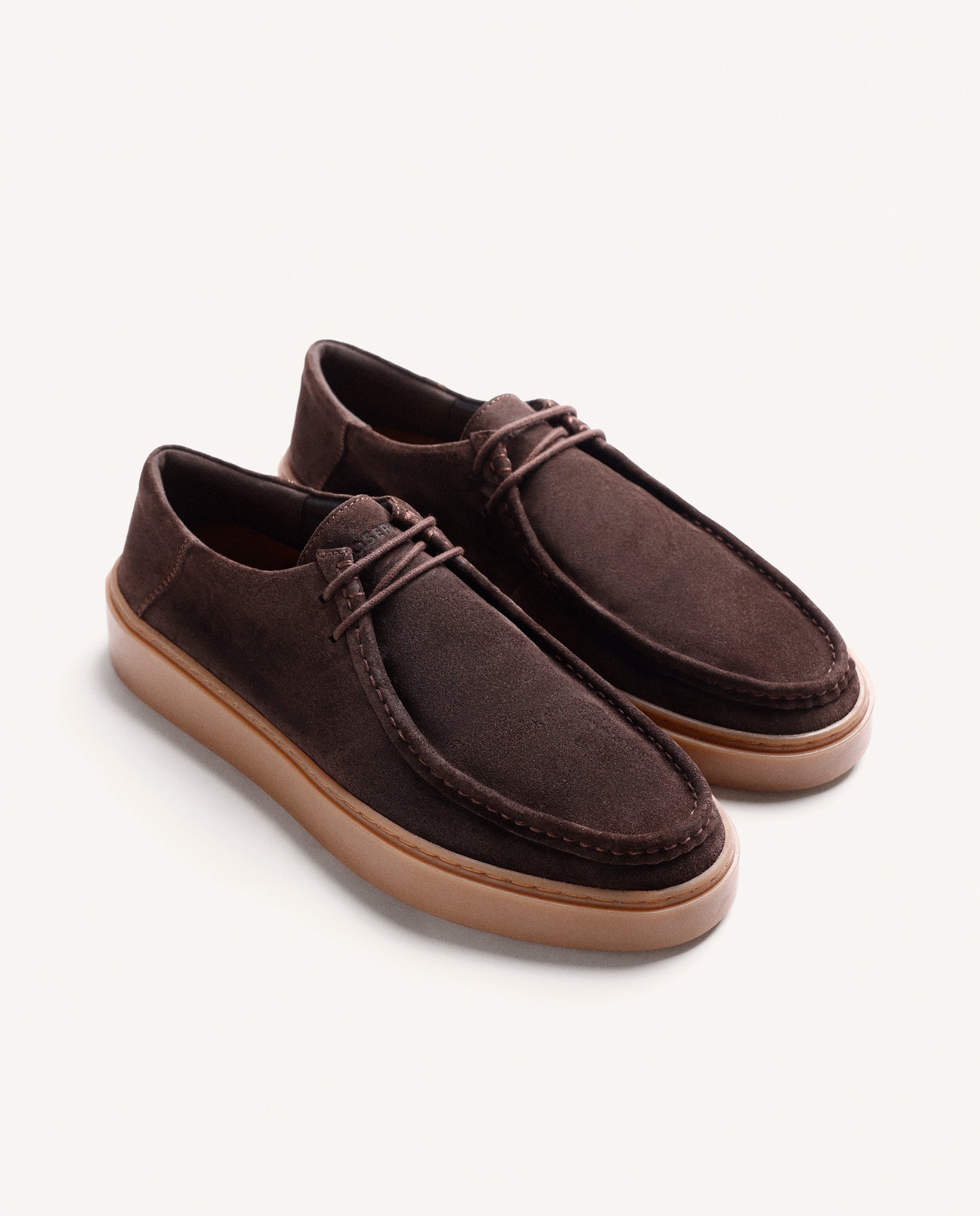 Sapatos de Cordões Estilo Wallabee de Pele Camurça Chocolate-2