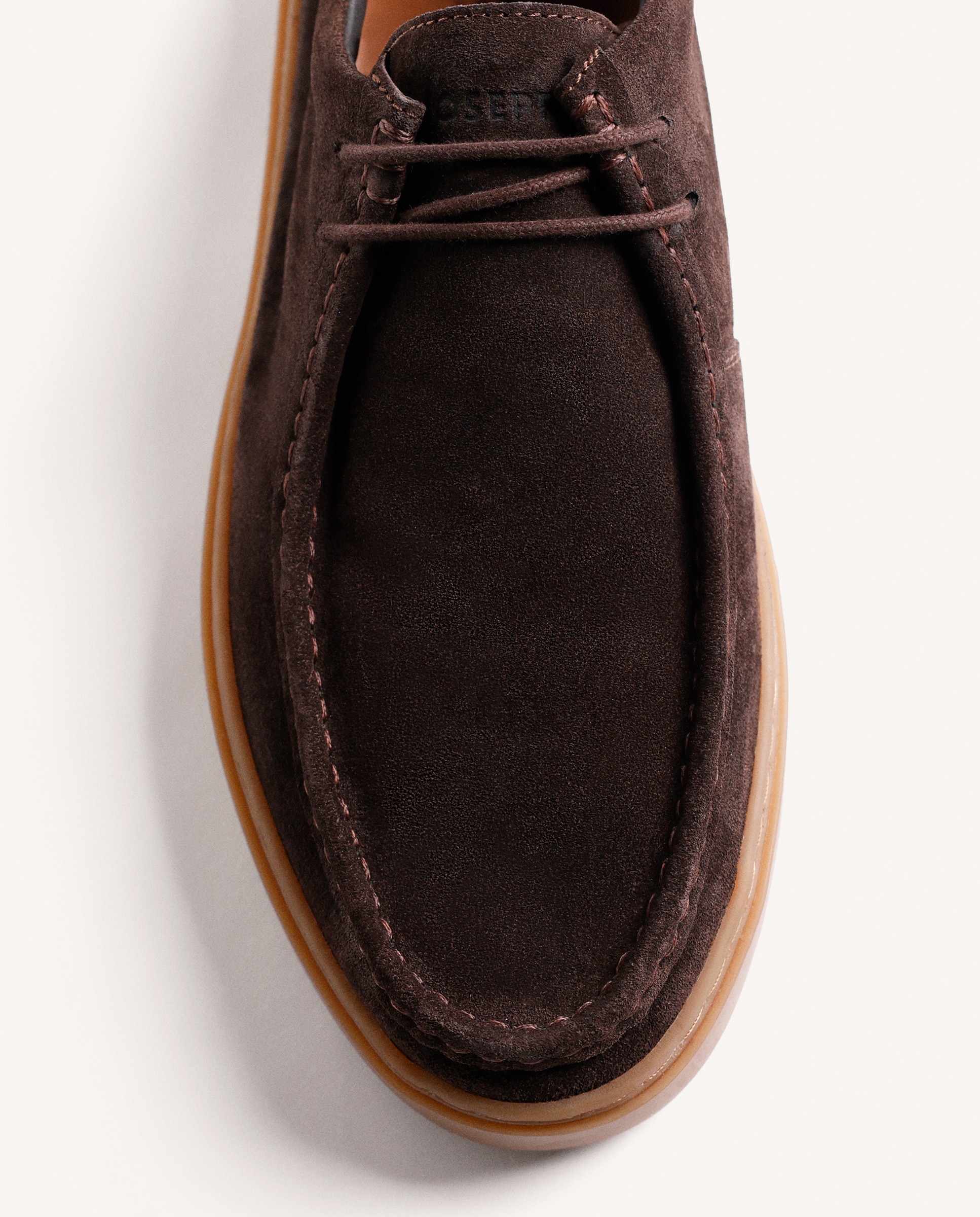Sapatos de Cordões Estilo Wallabee de Pele Camurça Chocolate-3