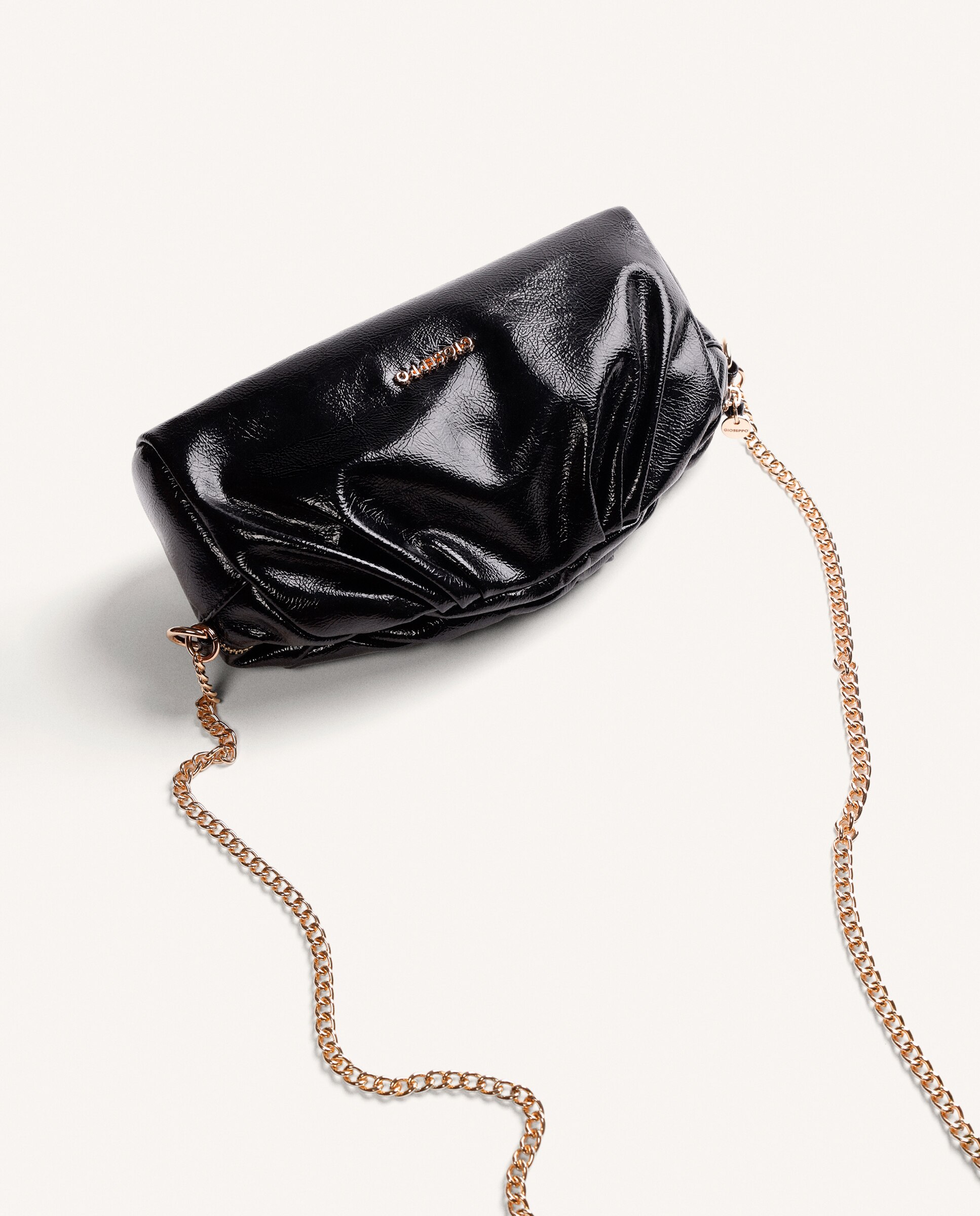 Mala a Tiracolo Efeito Enrugado com Fecho Magnético e Fecho Zip Preto-4