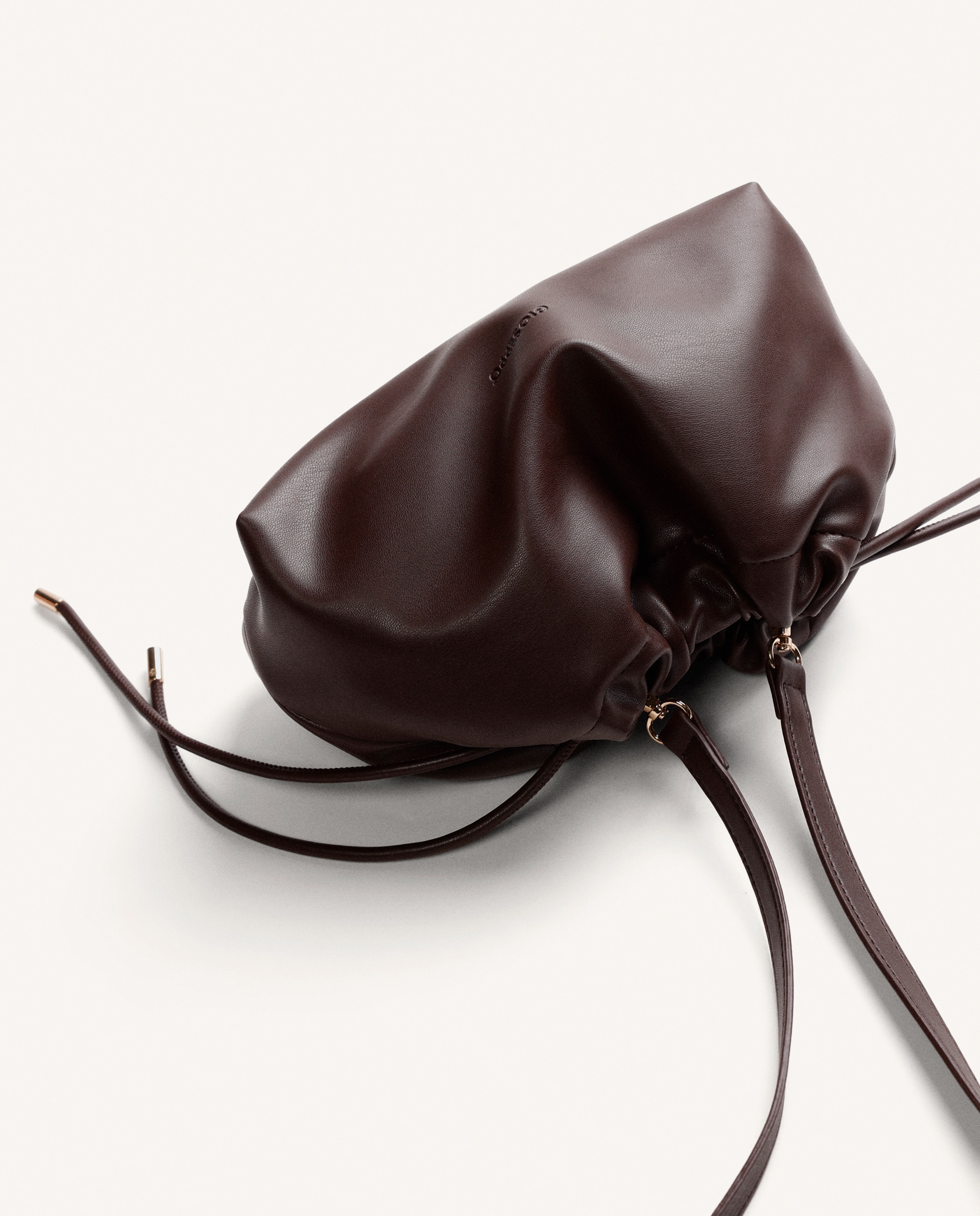 Mala Tipo Bucket com Fecho de Cordão Ajustável Chocolate-4