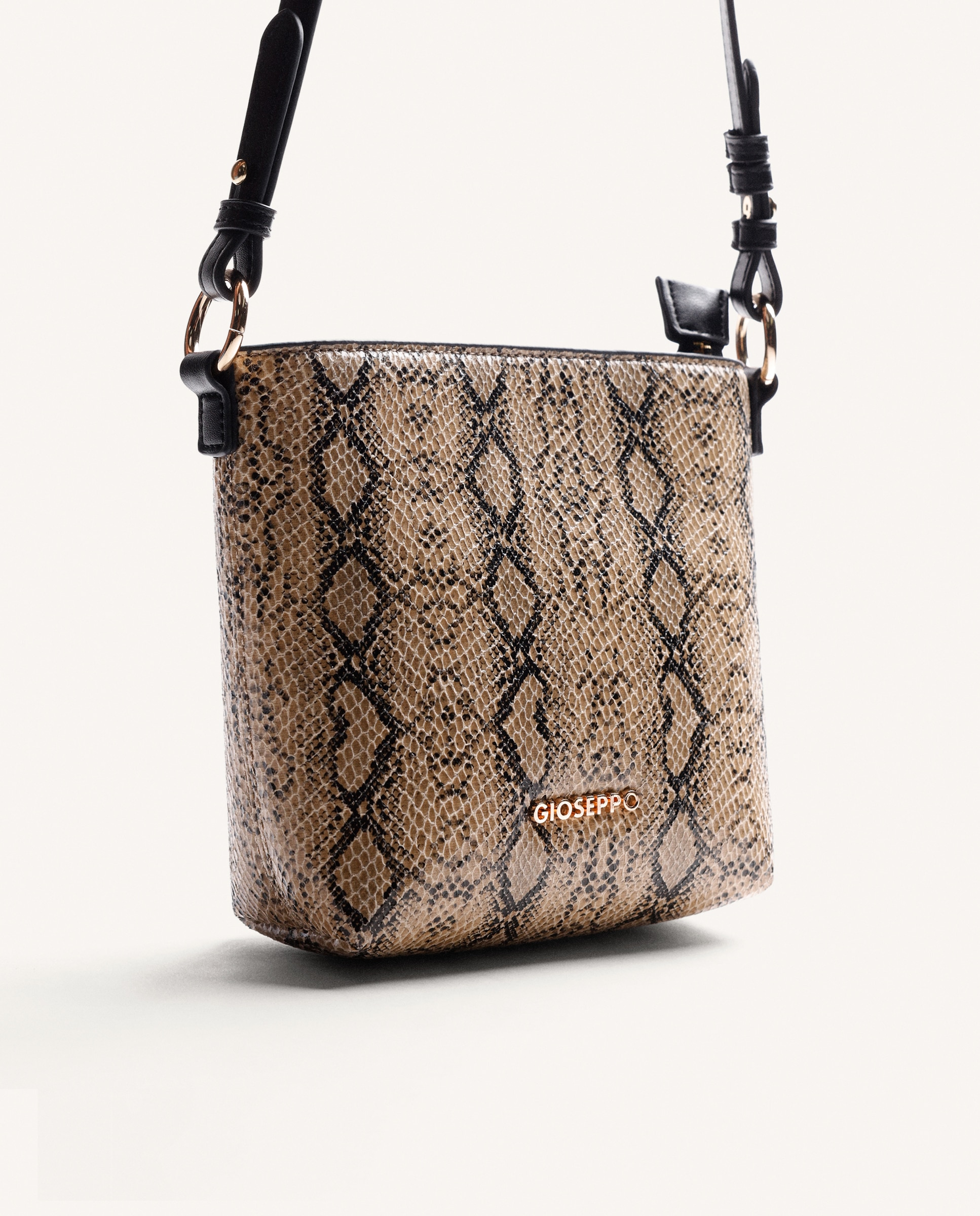 Mala Tipo Bucket com Estampado Animal e Fecho Zip Castanho-2