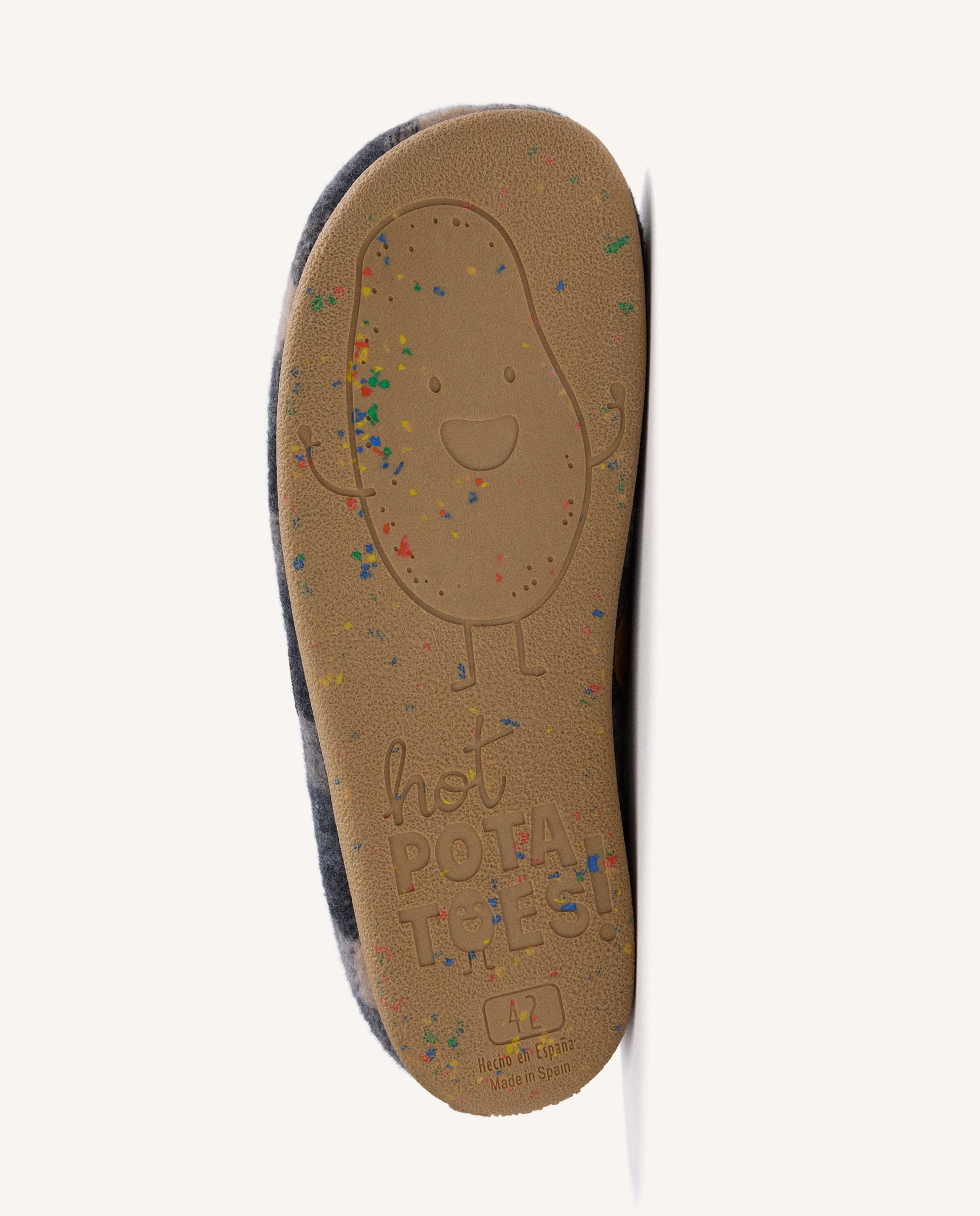 Pantufas Tipo Socas com Estampado Aos Quadrados e Contraste de Cores Cinzento-5