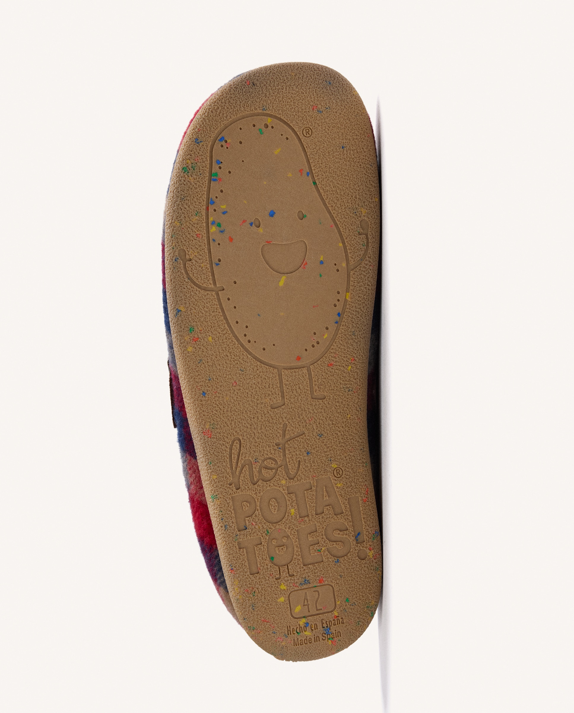 Pantufas Tipo Socas com Estampado Aos Quadrados e Contraste de Cores Castanho-5