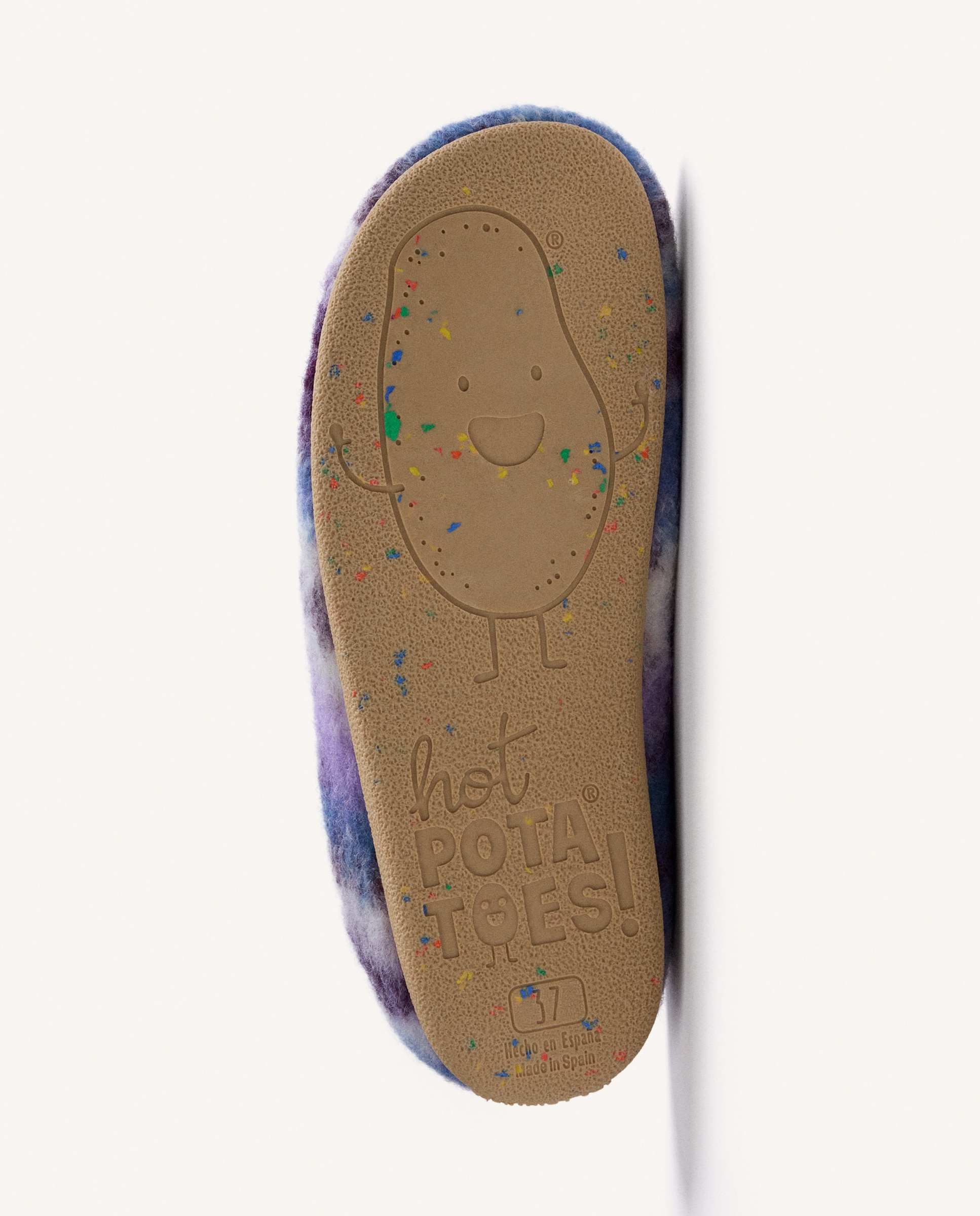 Pantufas de Pelo com Estampado Às Riscas e Contraste de Cores Lilás-5