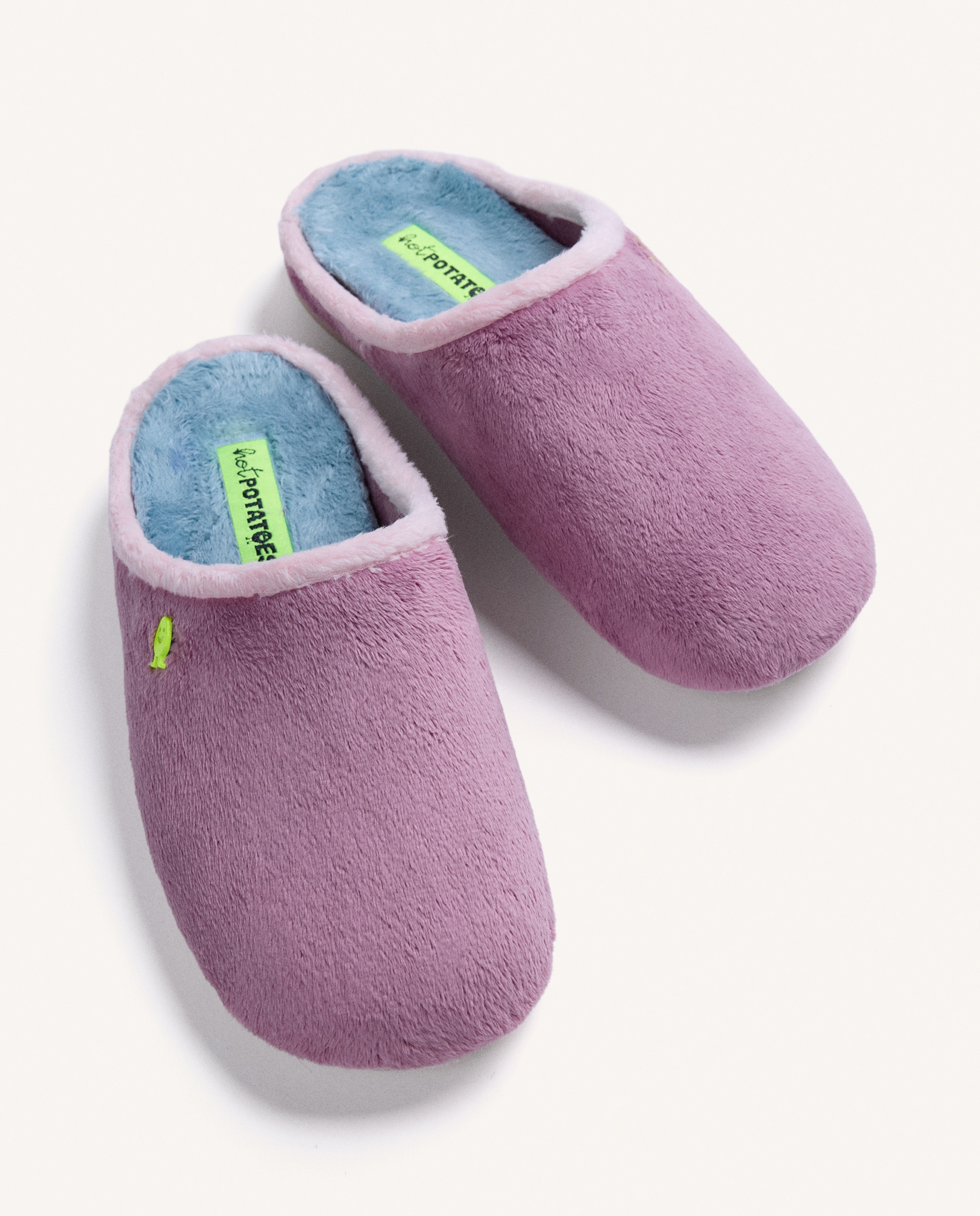 Pantufas de Pelo com Contraste de Cores Rosa-3