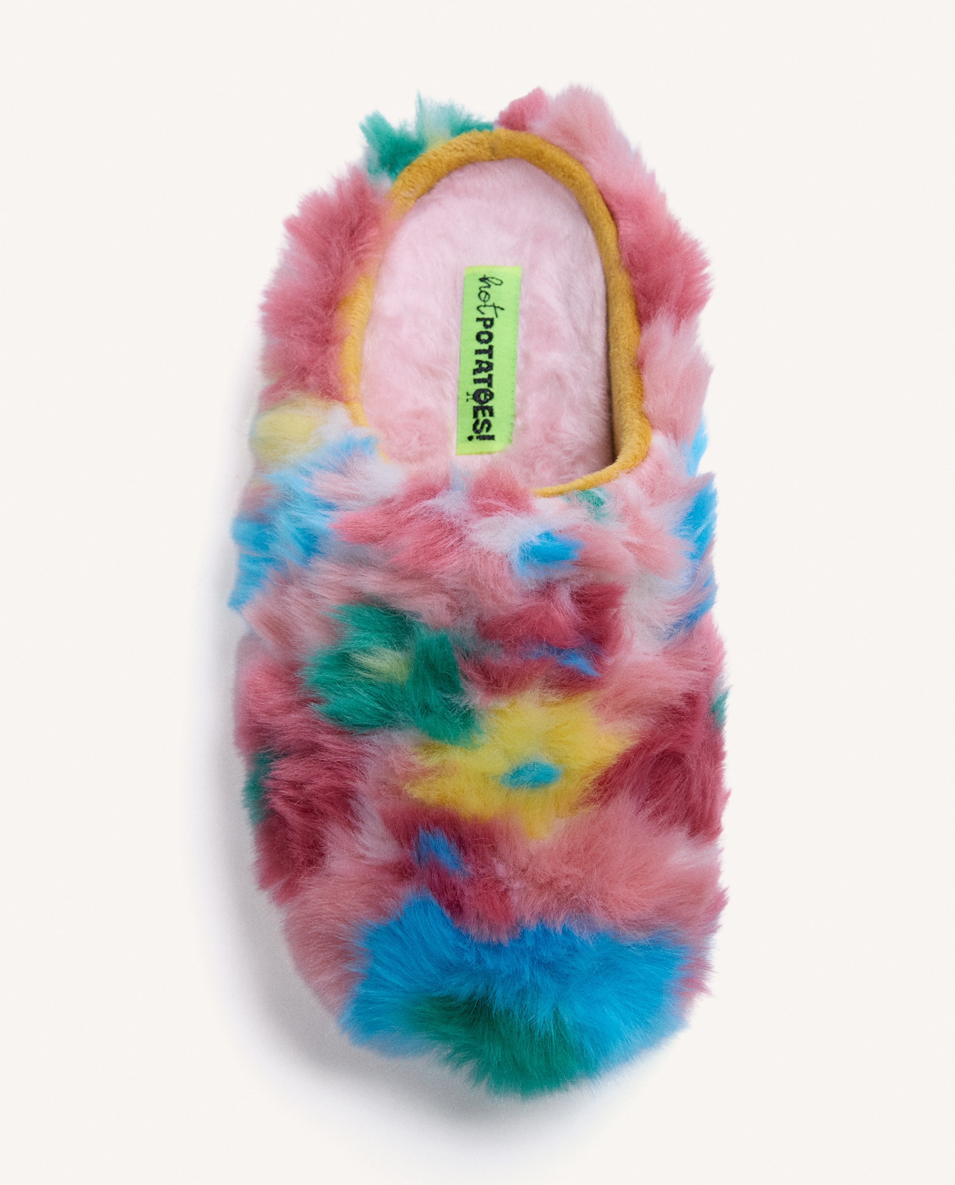 Pantufas de Pelo com Contraste de Cores Rosa-3