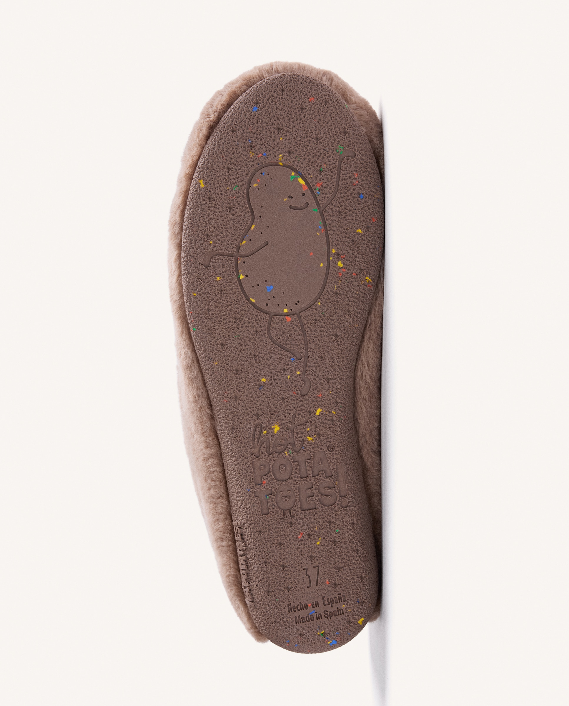 Pantufas Tipo Mocassins de Pelo Taupe-5