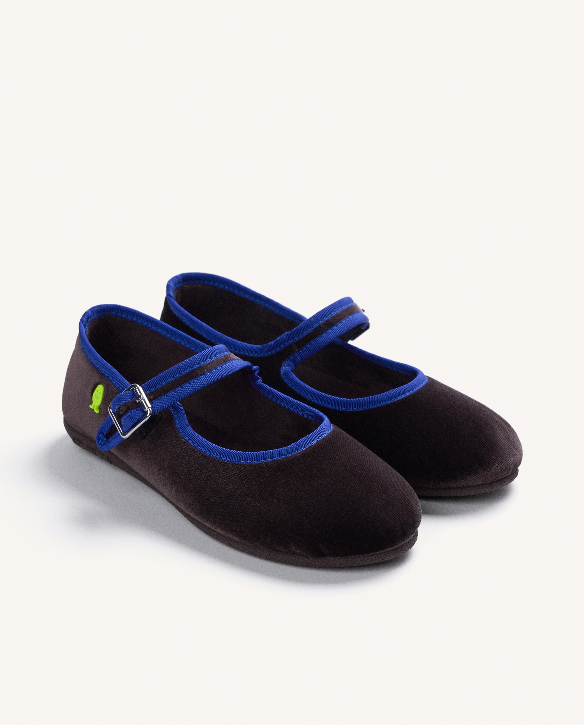 Pantufas Tipo Bailarinas Mary-jane de Veludo Castanho-2