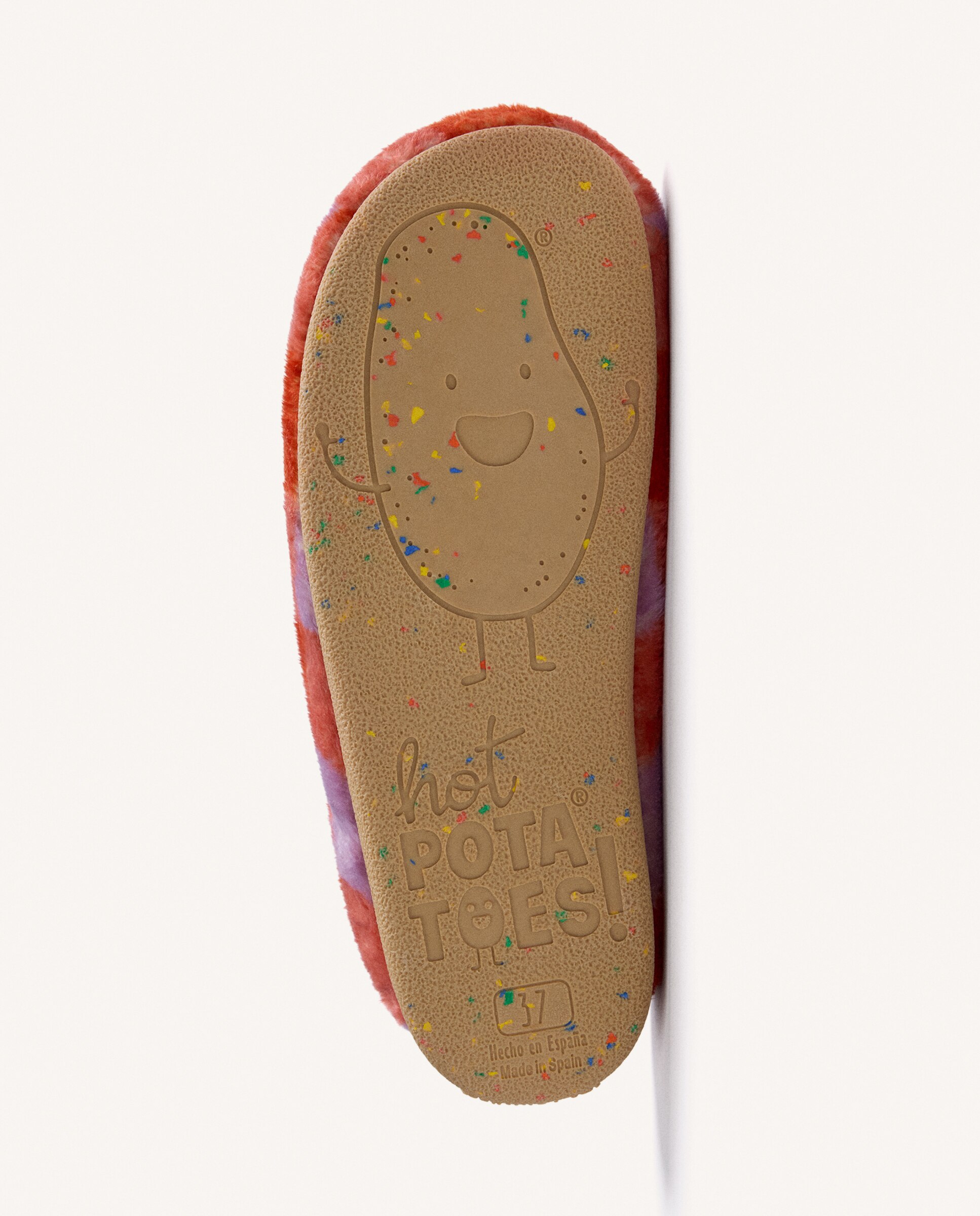 Pantufas de Pelo com Estampado Aos Quadrados Laranja-5