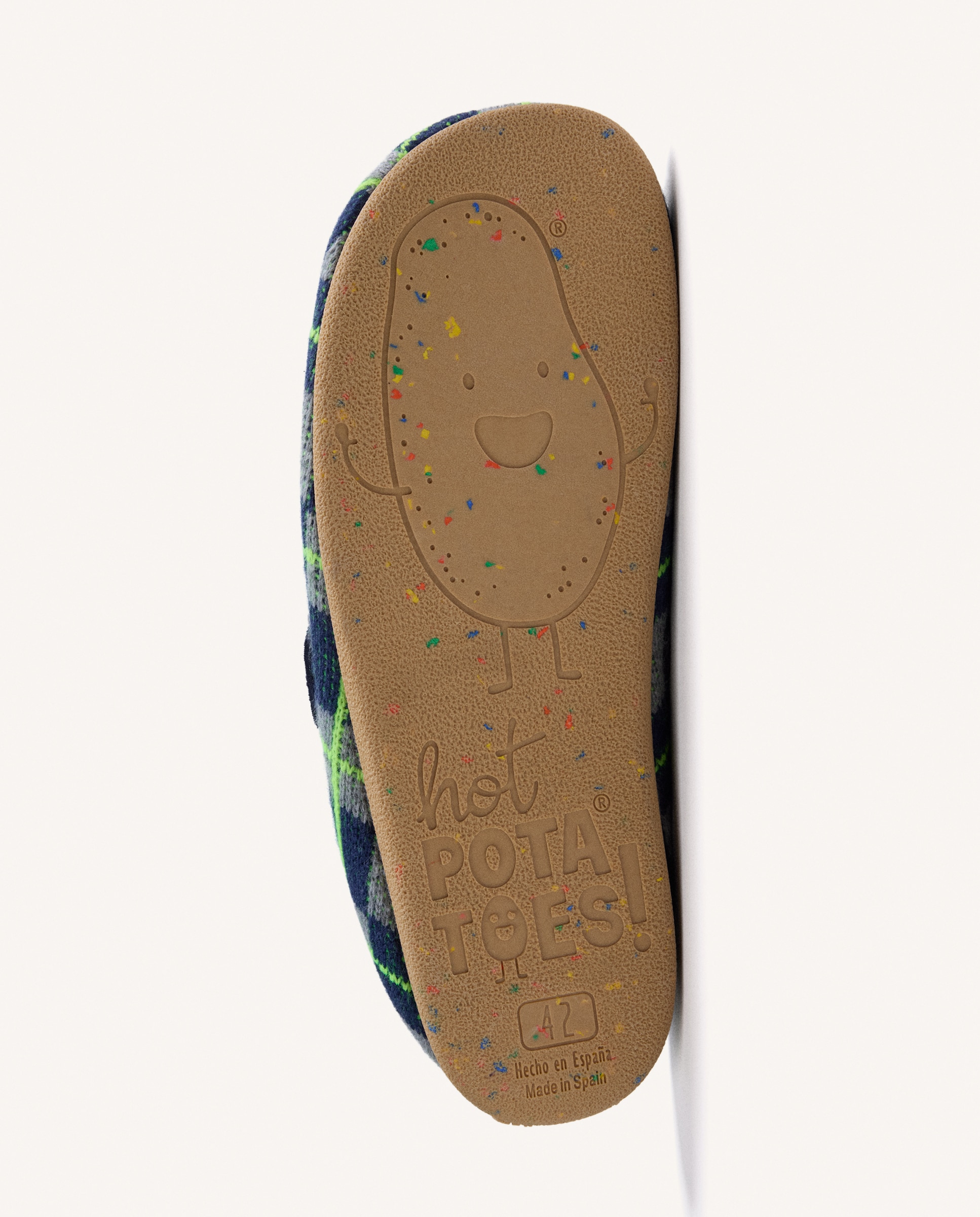 Pantufas Tipo Socas com Estampado Aos Quadrados e Contraste de Cores Marinho-5