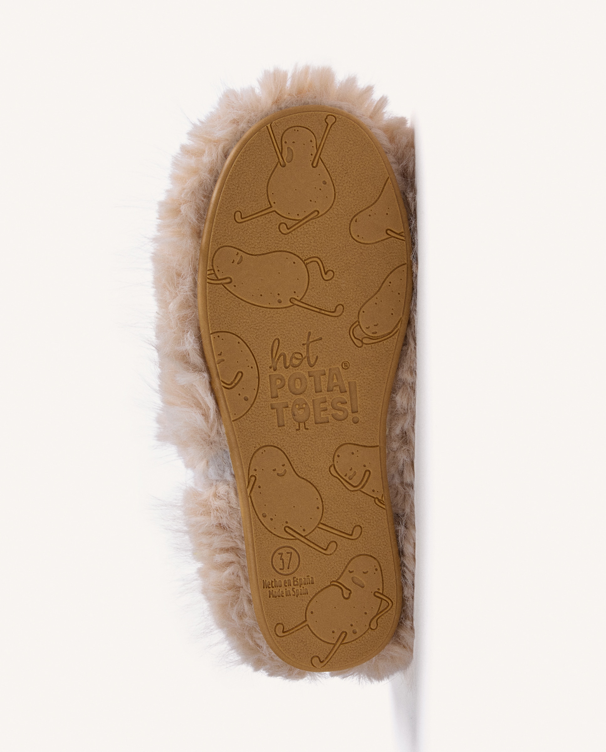 Pantufas Tipo Botim de Pelo Bege-5