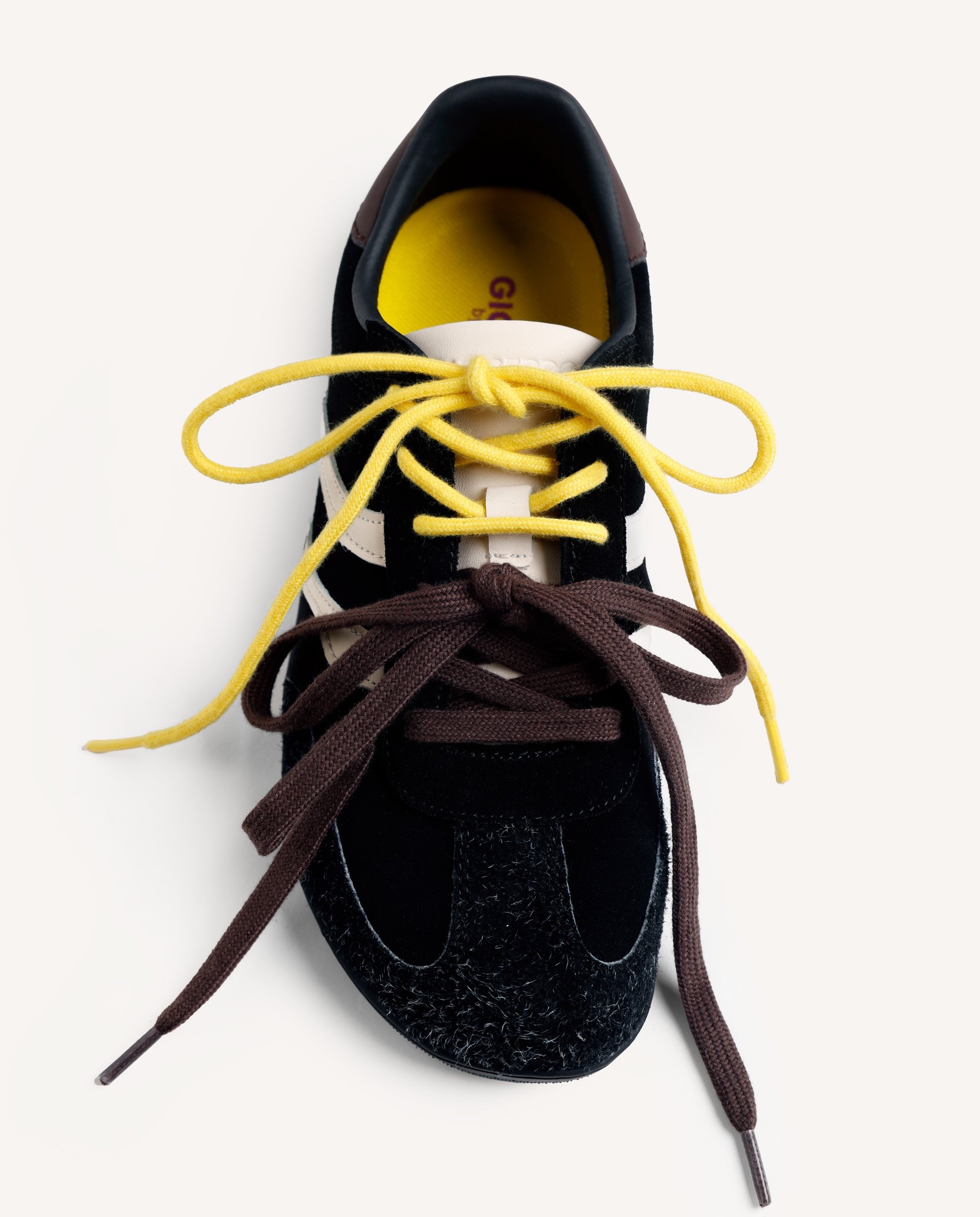 Sapatilhas de Pele Camurça com Contraste de Cores e Texturas Barefoot Preto-3