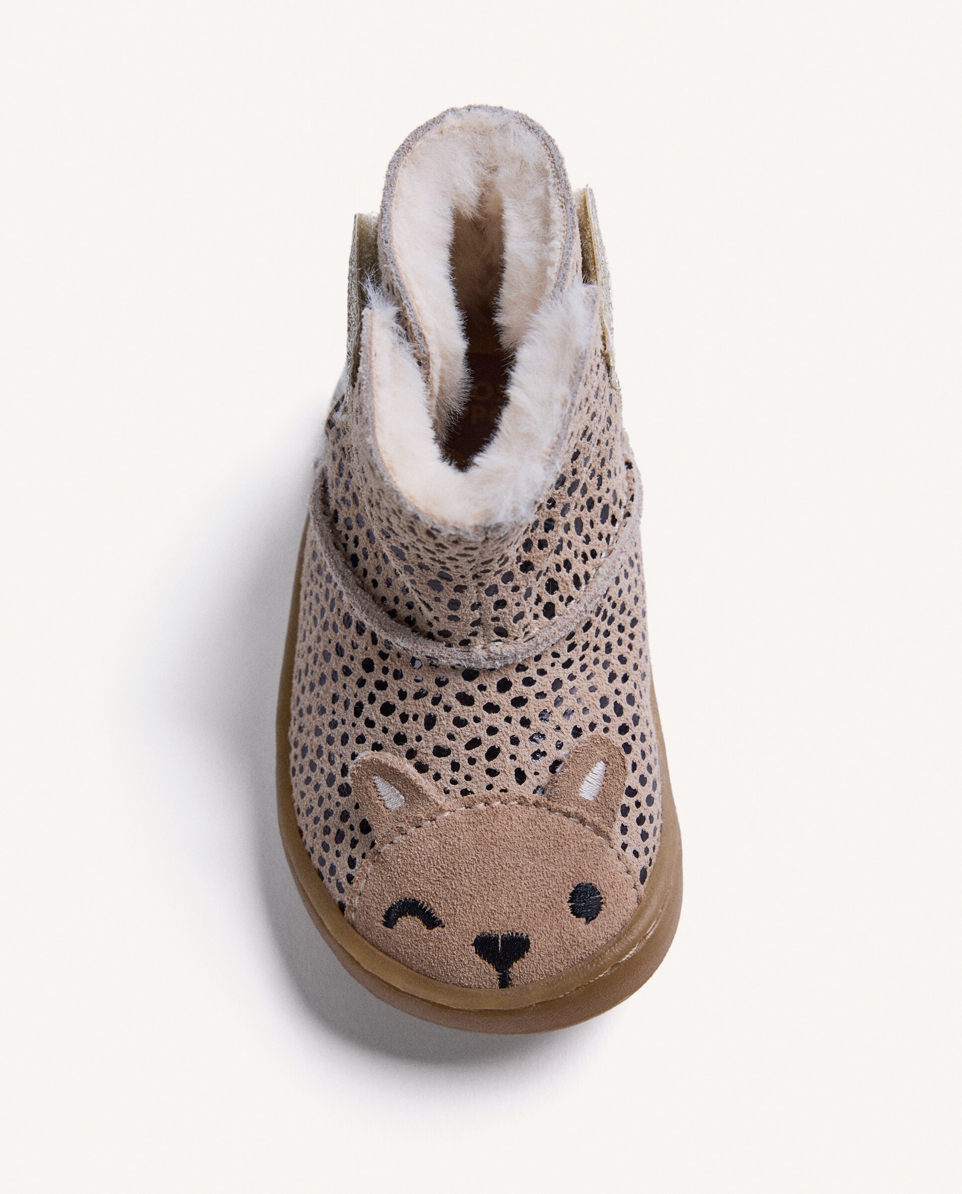 Botins para Bebé de Pele com Carinha de Animal Barefoot Estampado-3