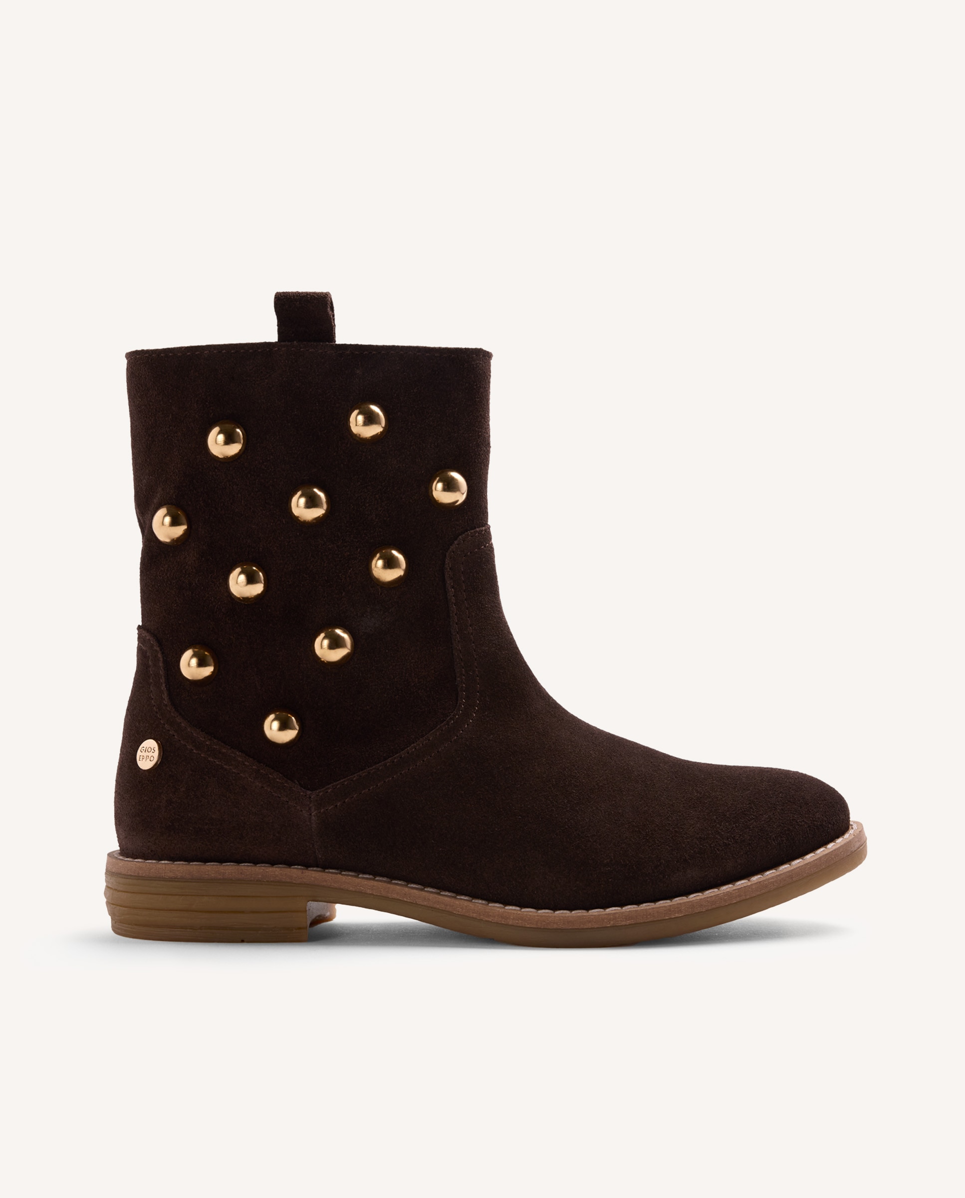 Imagem 0 de Botins Infantil de Pele com Tachas Douradas Laterais