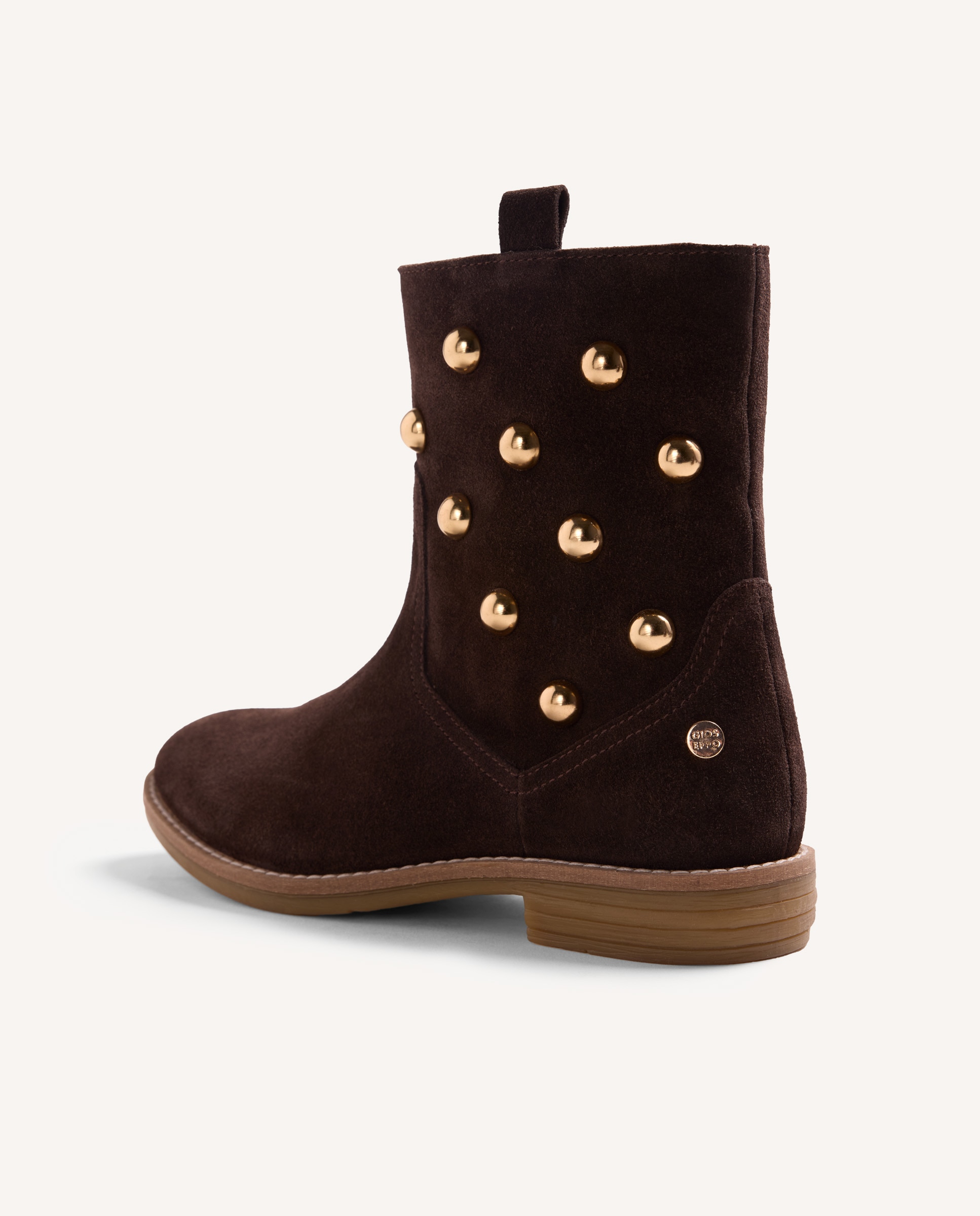 Botins Infantil de Pele com Tachas Douradas Laterais Chocolate-4