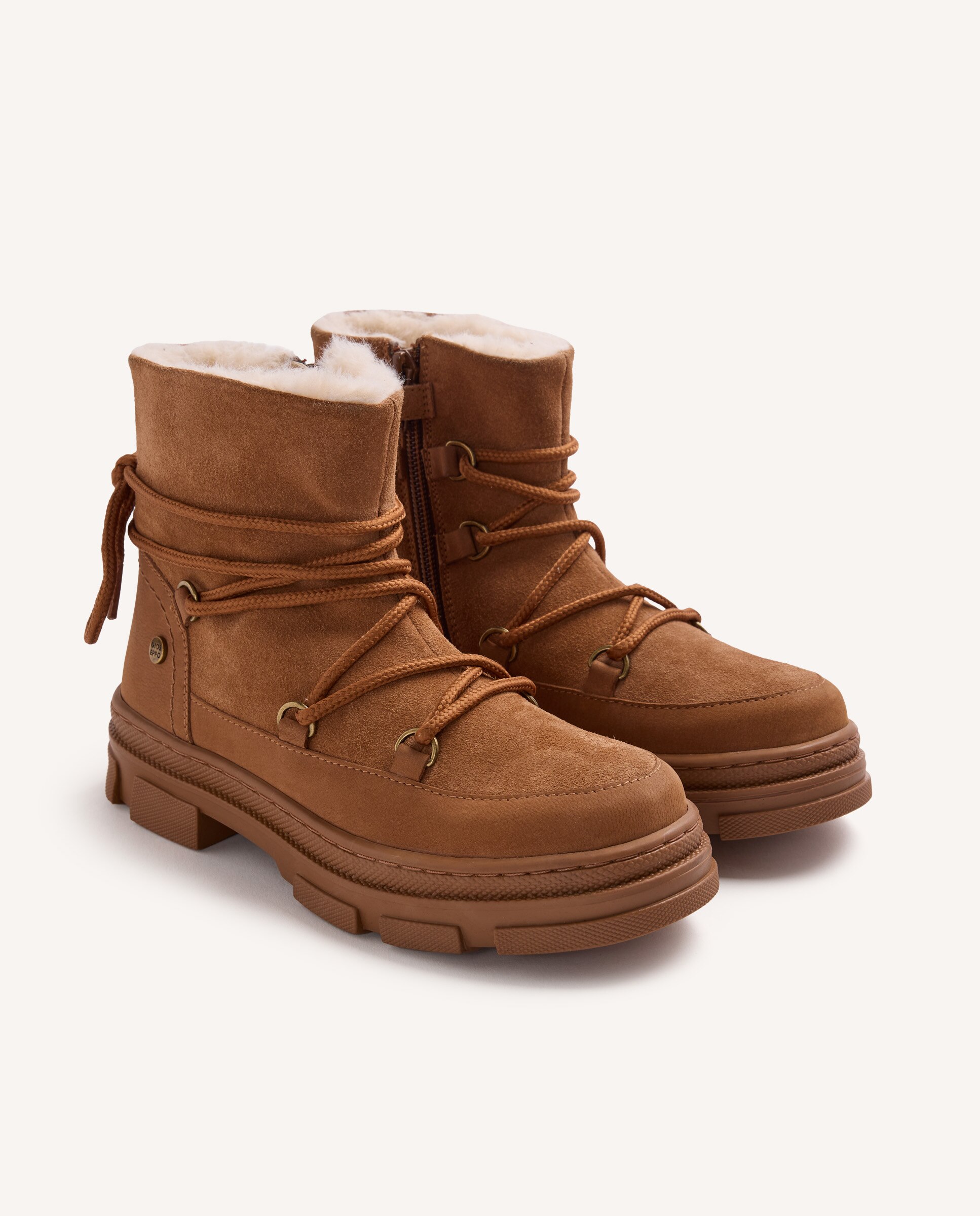 Botas de Pele Forradas de Pelo Couro-2