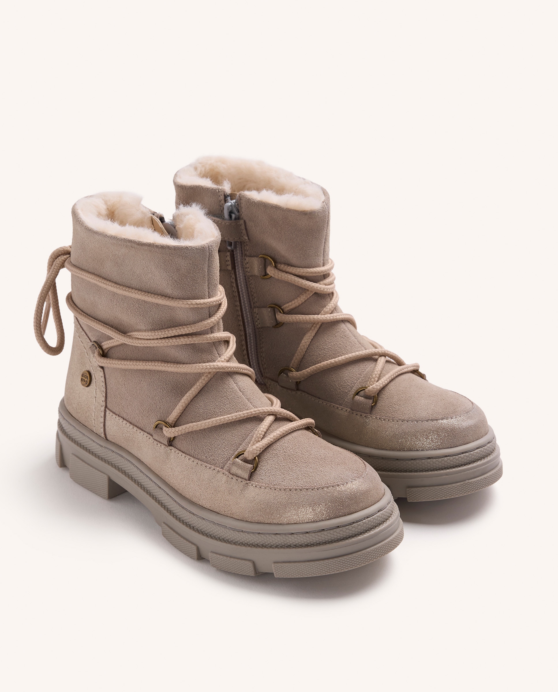 Botas de Pele Forradas de Pelo Taupe-2
